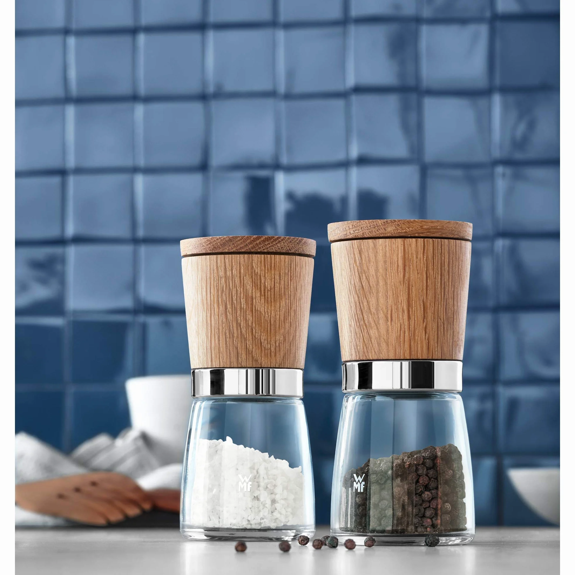 WMF Ceramill Natura Juego 2 Molinillos Sal Pimienta Madera 13,8 cm Ø 6 cm Cerámica