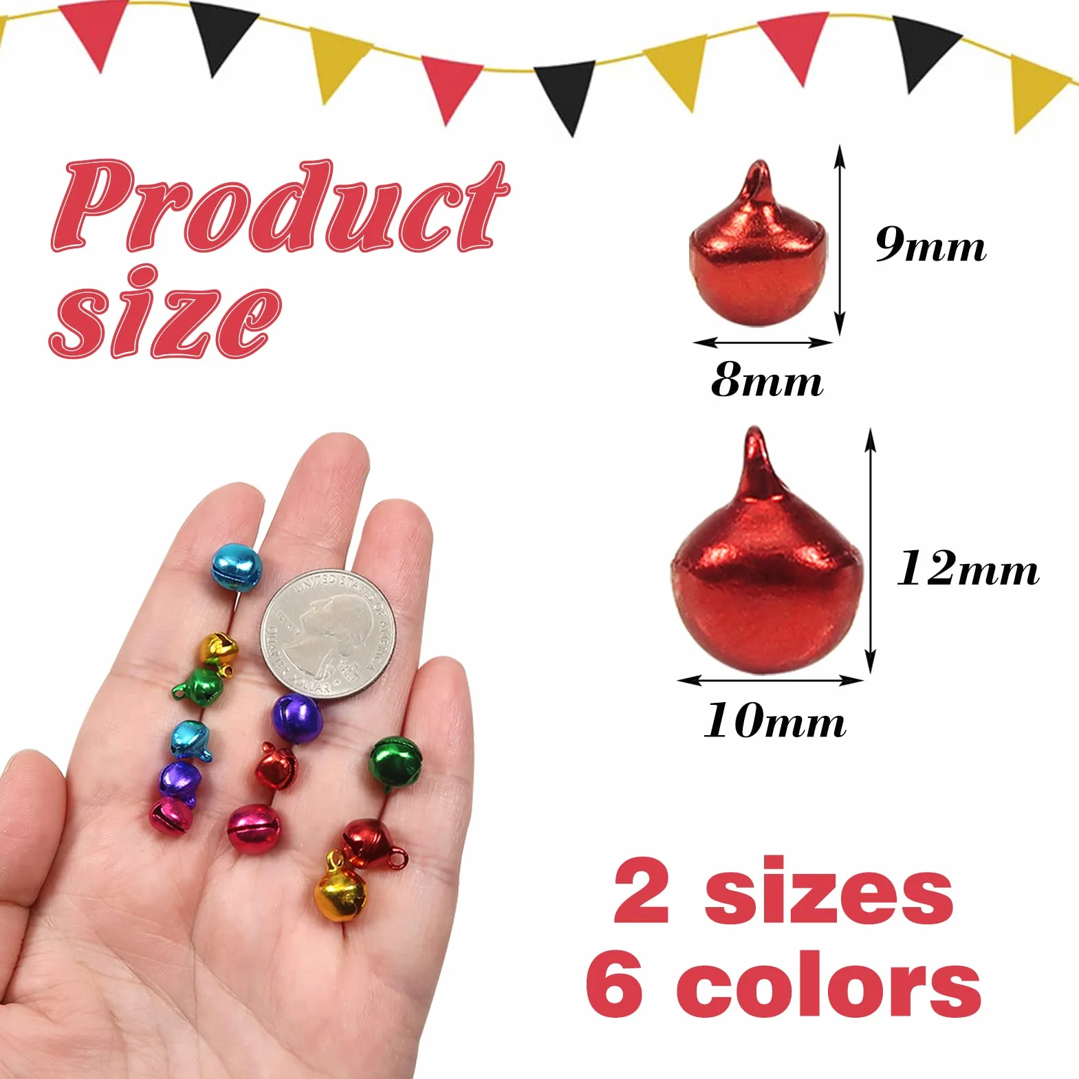 Cascabeles Pequeños 8 mm 10 mm Coloridos para Manualidades Bricolaje 324 Piezas