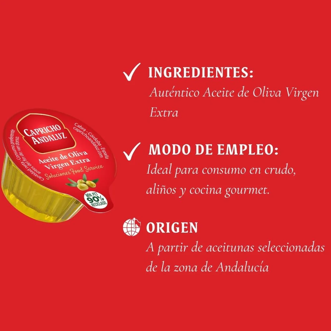 Aceite de Oliva Virgen Extra Capricho Andaluz 10 Monodosis 10ml Origen Español