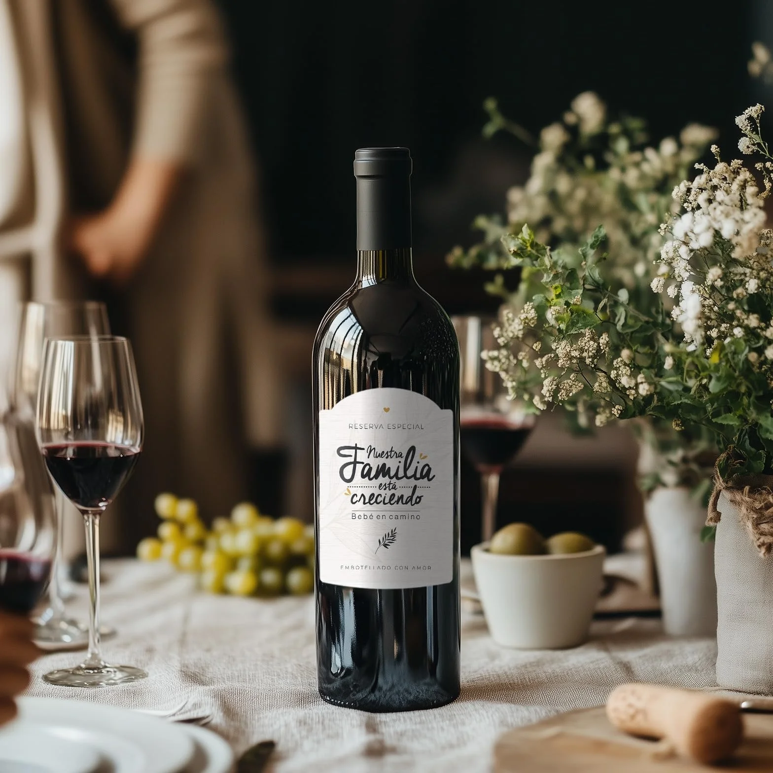 Etiquetas de vino anuncio embarazo LOTE 4 | Nuestra familia está creciendo bebé en camino