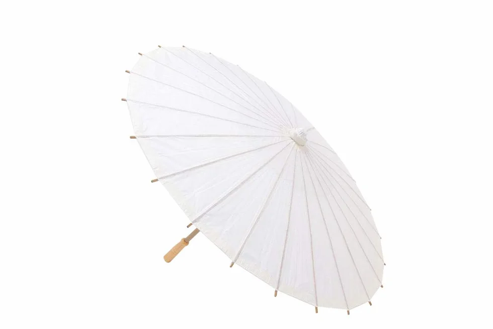 DISOK Lote de 18 Parasoles Papel Bambú Blancos para Bodas, Eventos