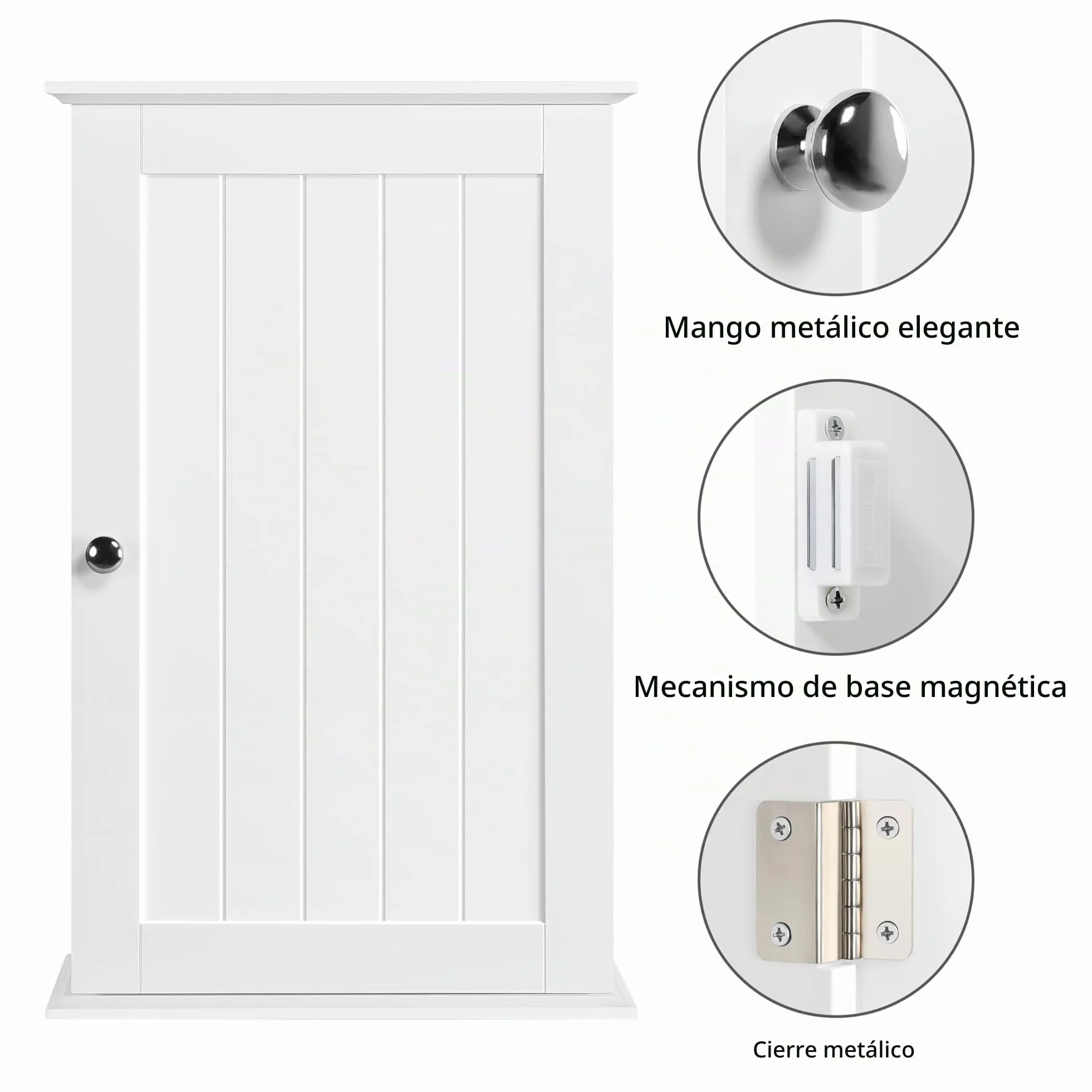 Yaheetech Armario Baño Pared Tres Niveles 35x21x55cm Blanco