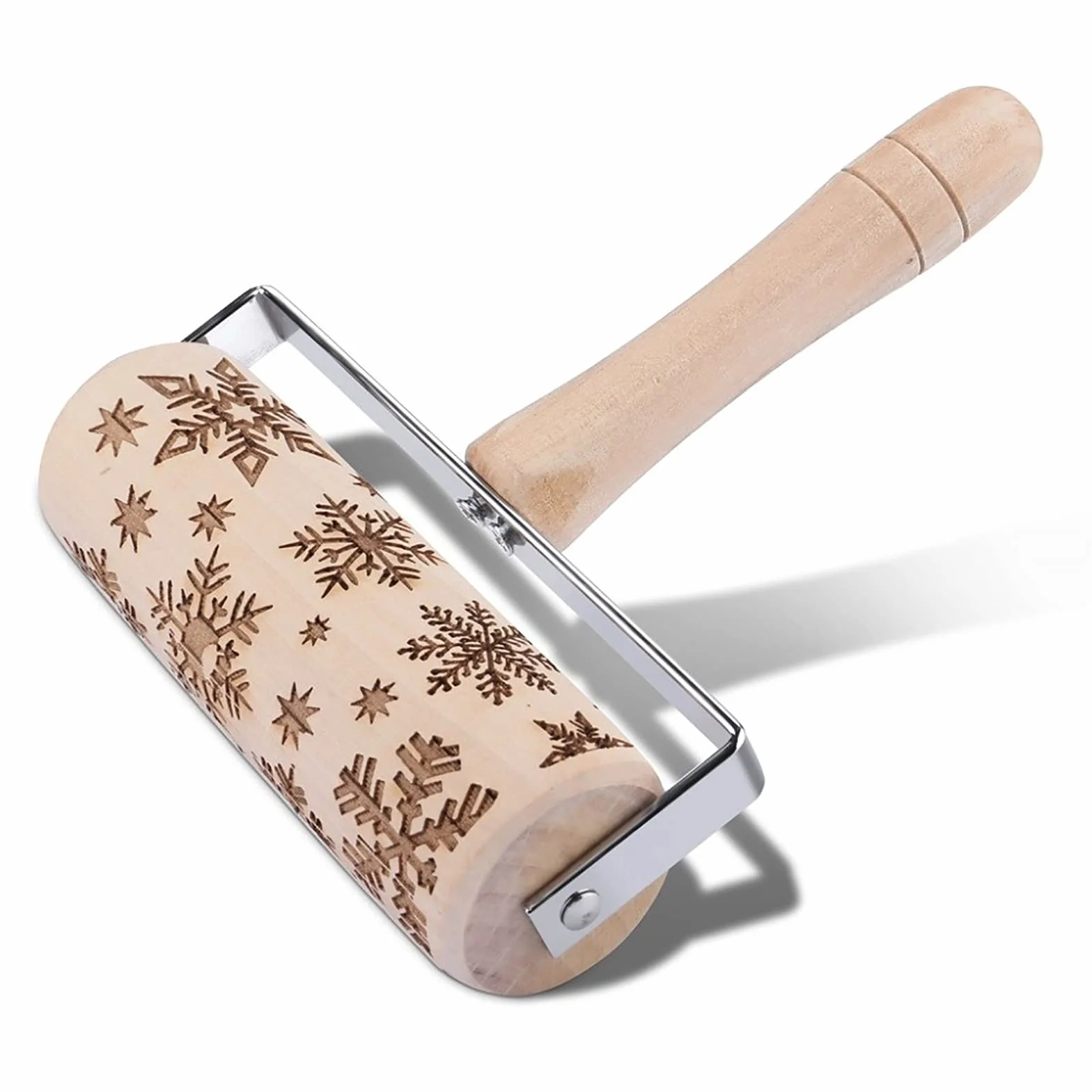 Rodillo de amasar en Relieve de Mano, Rodillo de amasar Grabado a Mano de Madera de Navidad, Rodillo de Masa Profesional en Relieve Antiadherente para Hornear, Galletas con Patrones