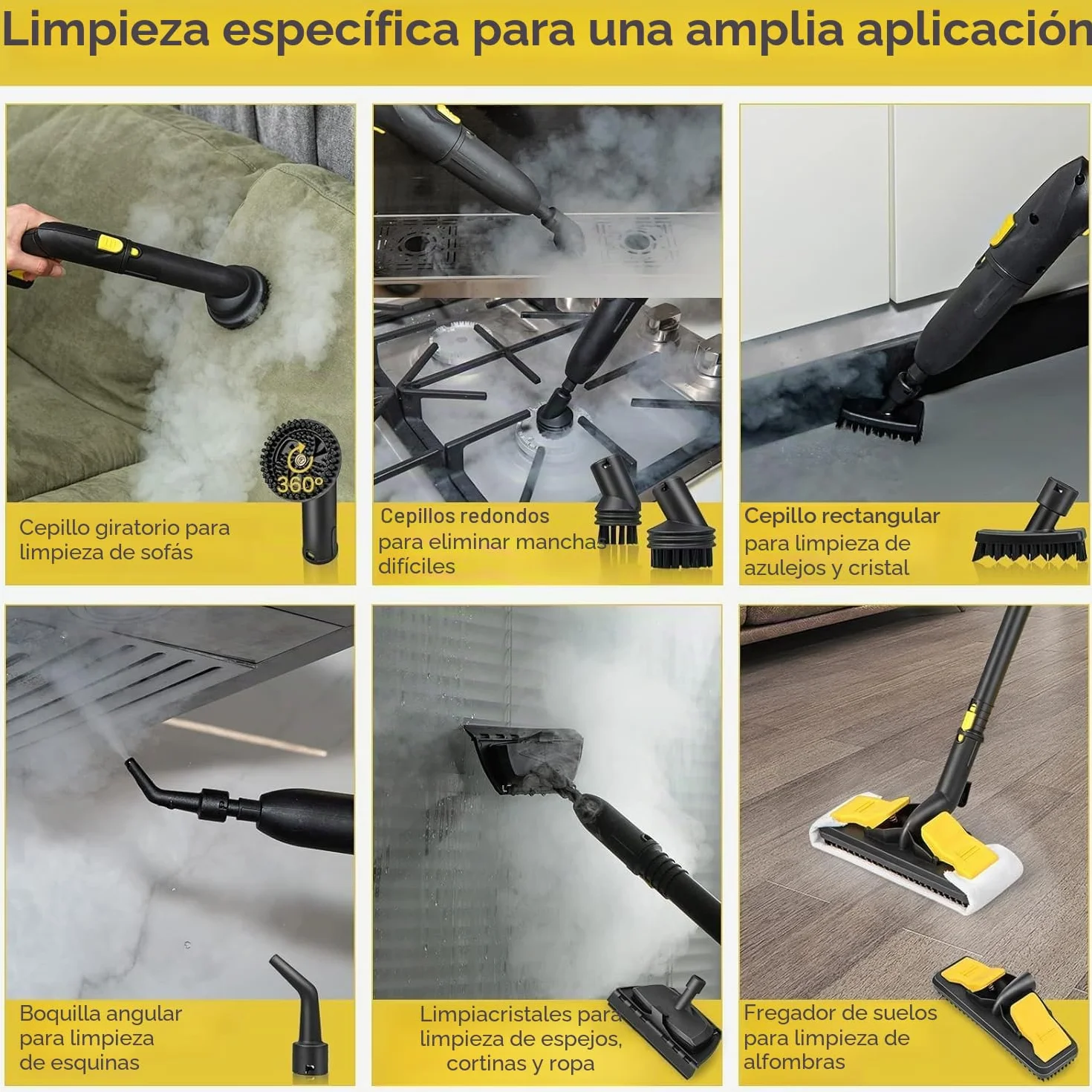 FANTASK Limpiador a vapor de 2000 W, incluye 13 accesorios, presión de vapor: máx. 5 bar, temperatura: hasta 160 °C, potencia de superficie: 108 m², depósito: 1,8 L, tiempo de calentamiento: 8 min