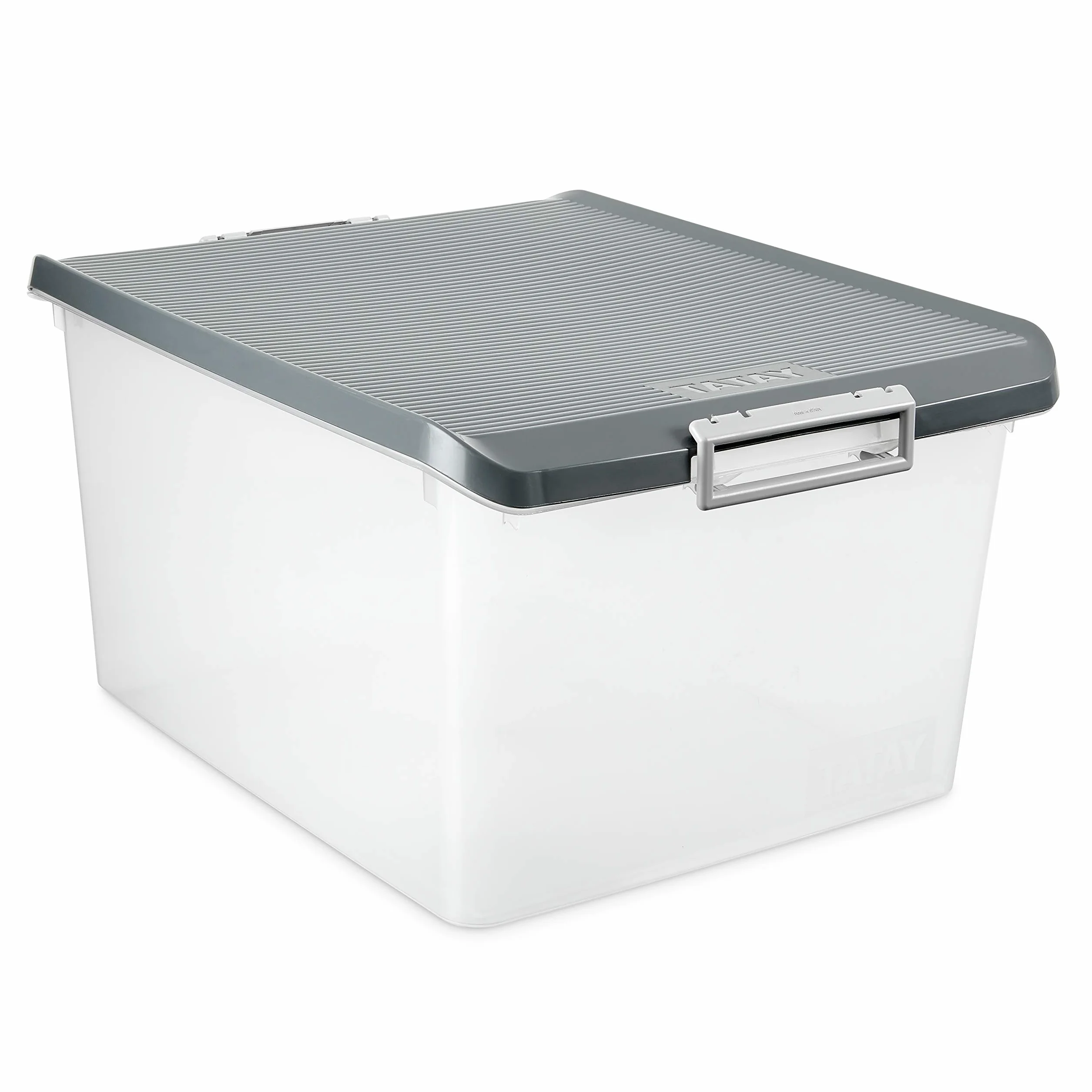 Caja Almacenaje Plastico 35 L Multiusos Classic Tapa Bisagra Asas Ergonomicas ABS Apilable Resistente Libre BPA 37,7x47,5x26 cm Gris