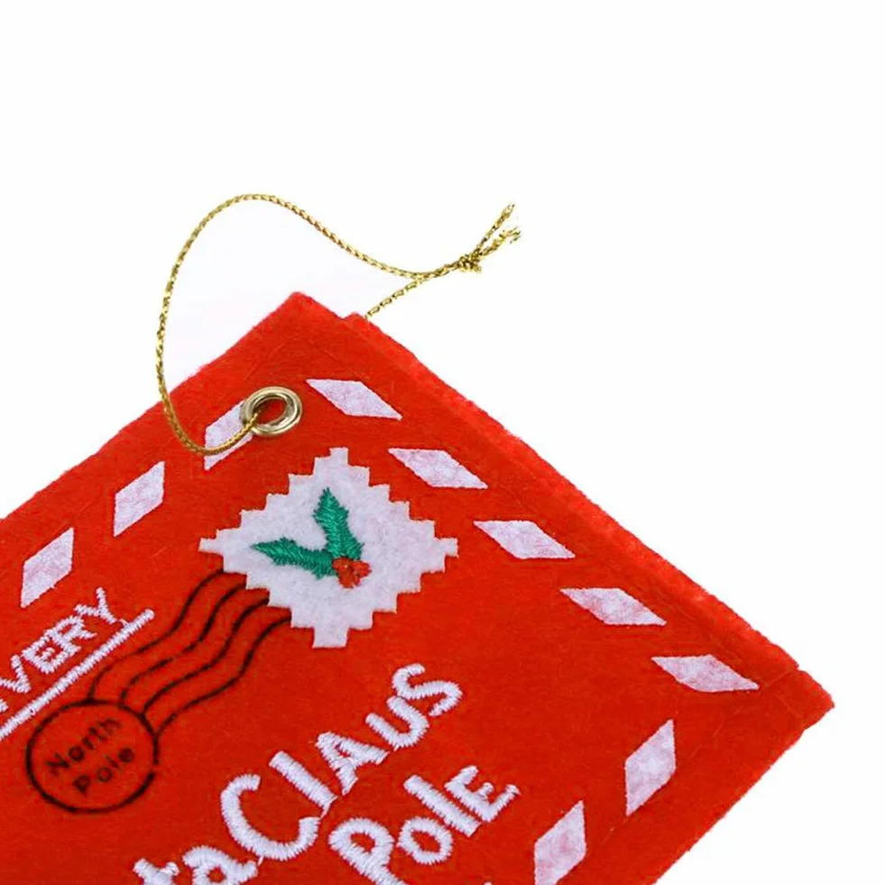 Sobre de Navidad Carta a Santa Claus Paquete de 10 Fieltro rojo Bolsa de regalo de dulces de Navidad Tarjeta de dinero Titulares de regalo Árbol de Navidad Decoración colgante