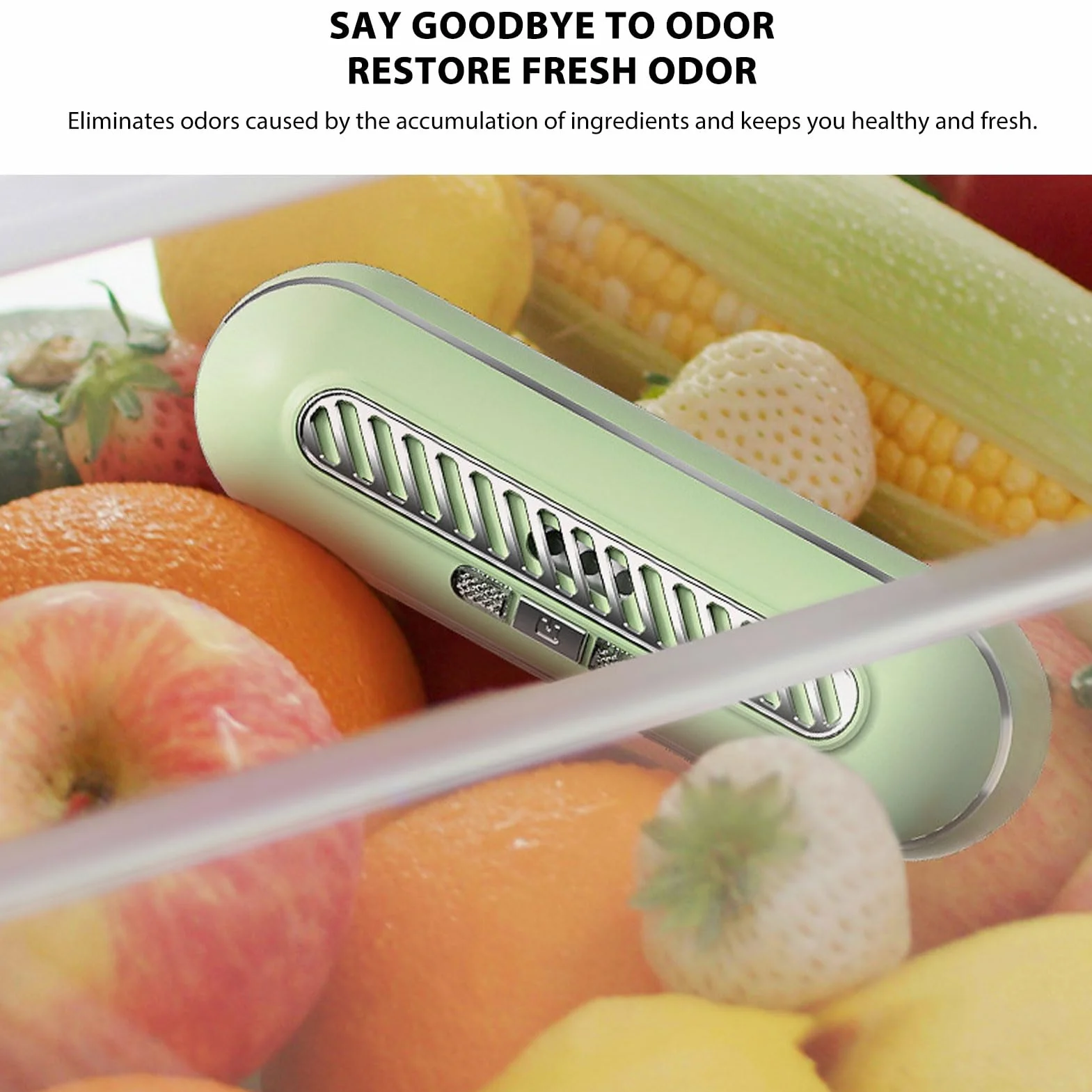 Mini Desodorizador de Nevera USB, Desodorizador de Nevera Reutilizable Durante Años Eliminador de Olores Recargable y Reutilizable 1200 MAh USB Portátil Anticongelante Eléctrico