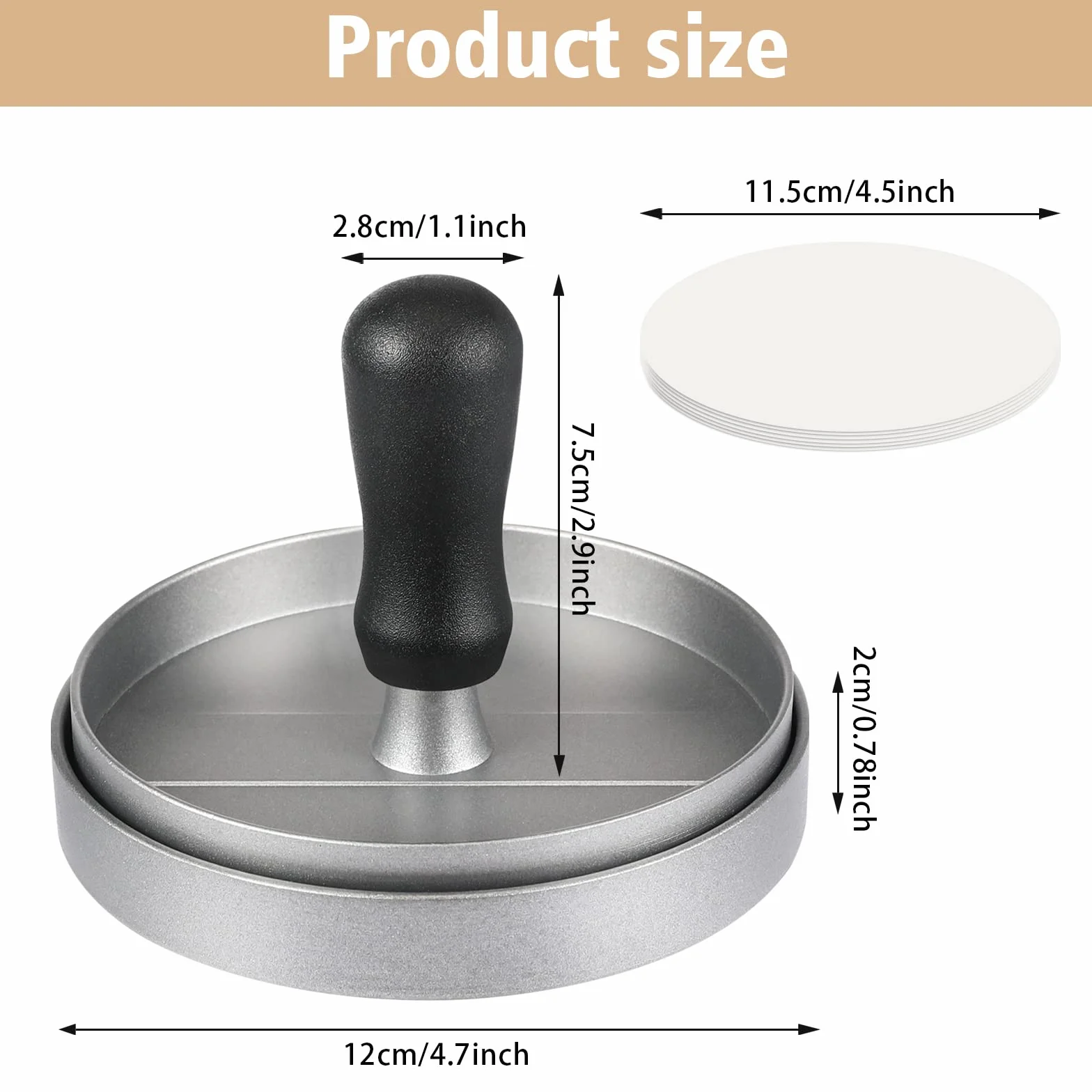 Burger Press 100 Carta Oleata Antiaderente per Carne Patty Hamburger Maker 1/4 lb 1/3 lb