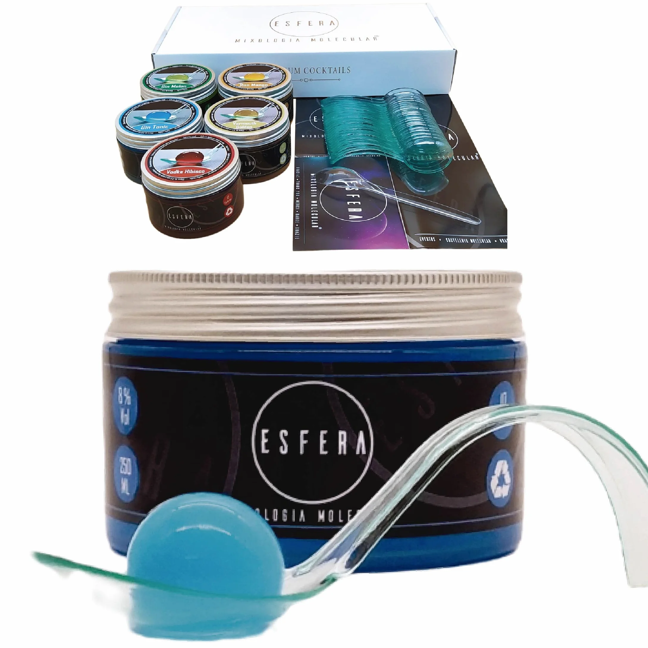 Esfera Mixología Molecular Kit Esferificaciones con Alginato de Sodio 5 Sabores Cocteleria Gin Tonic Regalo Gourmet