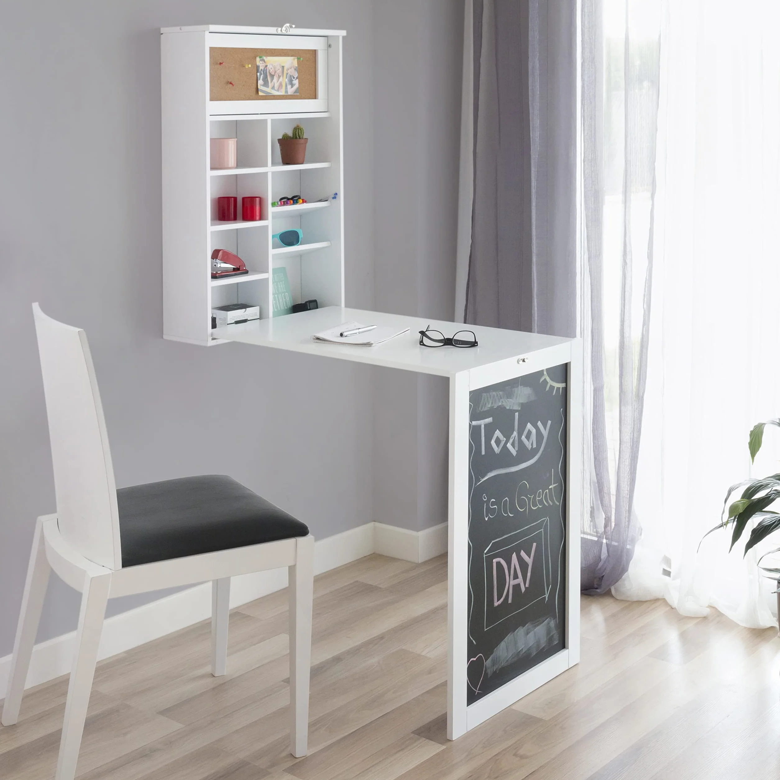 InnovaGoods Mesa Plegable de Pared Woldy 80x50x18 cm Blanco