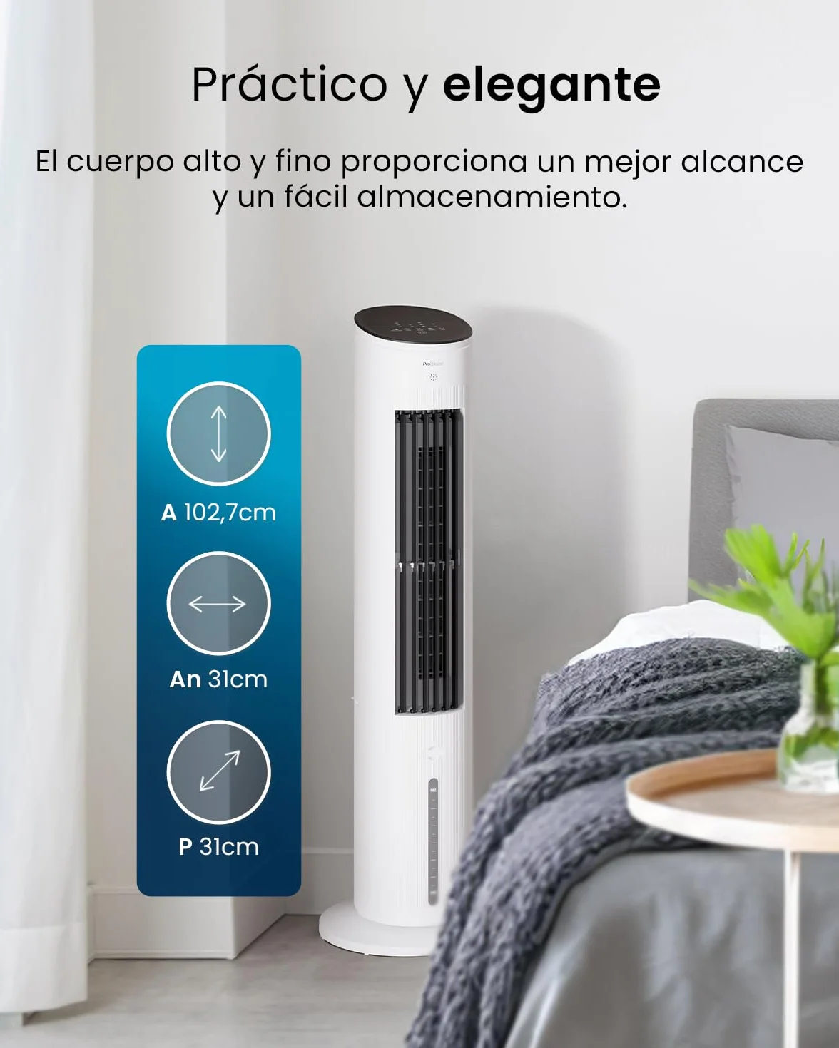 Pro Breeze OmniAir Climatizador Evaporativo Portátil 3 en 1 de 5L con Humidificación, 3 Velocidades, Temporizador 7H, Mando a Distancia y Oscilación - Enfriador de Aire Evaporativo - Blanco