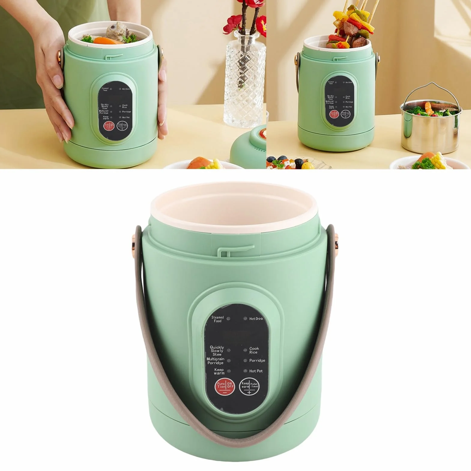 TOPINCN Olla Eléctrica Portátil 500 W Acero Inoxidable 800 Ml Multifunción