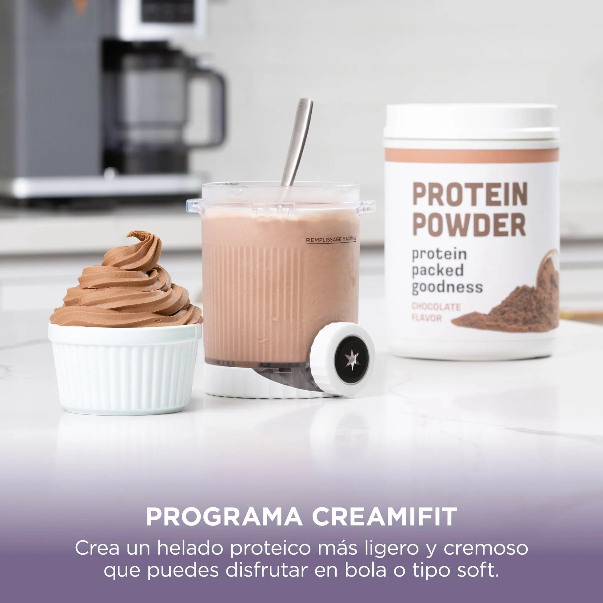 Ninja CREAMi Scoop & Swirl La heladera con 2 tarrinas y 13 funciones prepara helados, helados cremosos, gelatos, batidos y más, y cuenta con la opción de añadir extras, piedra/dorado, NC701EUSTGD