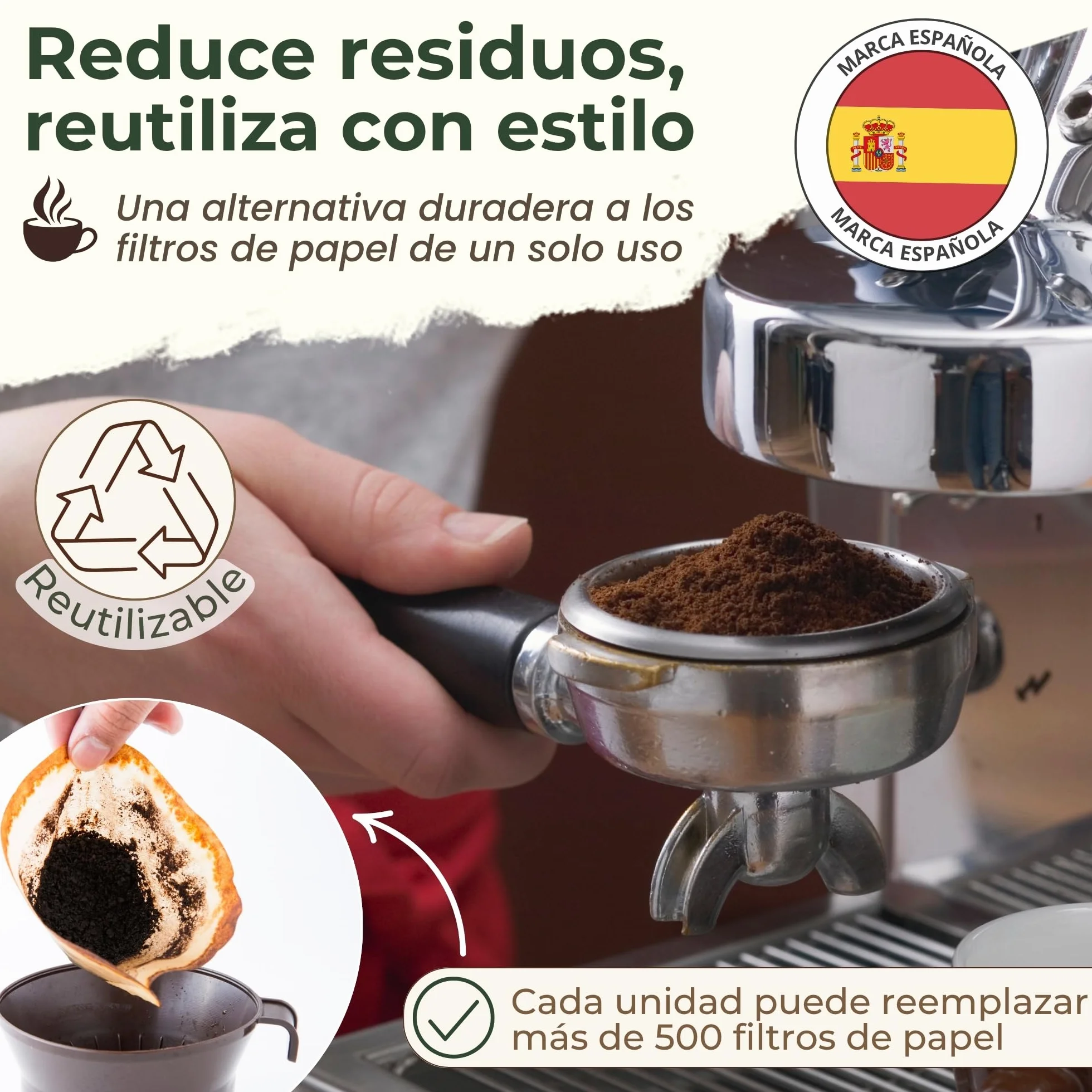 Cecotec Filtro Cafetera 51mm Presurizado Compatible con Cecotec Ufesa Breville Power Espresso 20 Set 2 Filtros