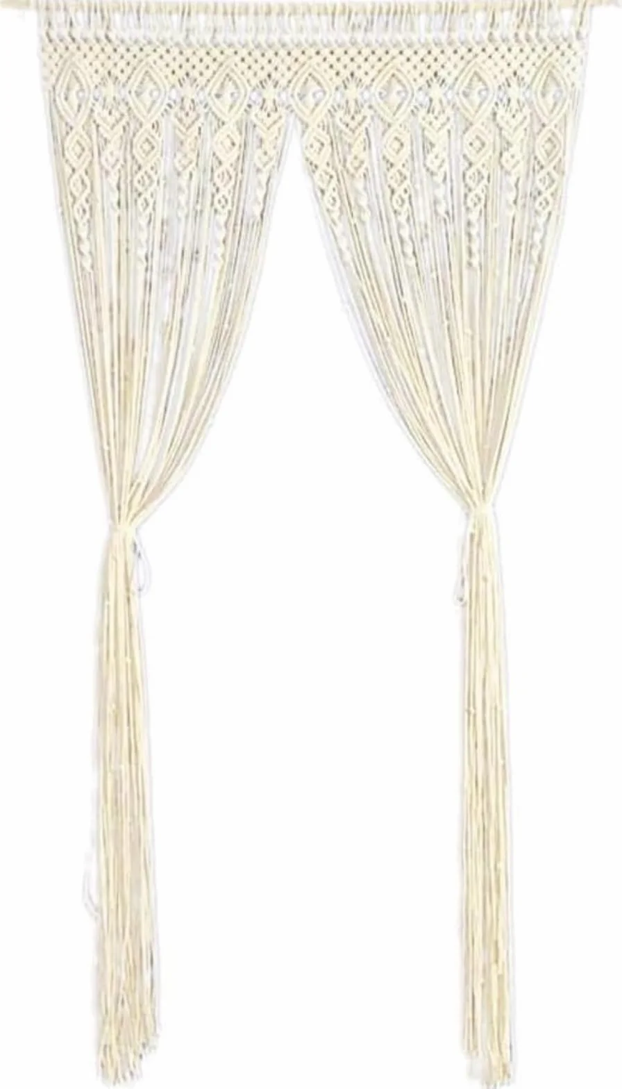 Cortina de macramé para Colgar en la Pared, Tapiz Boho para Puerta, Ventana, Divisor de Armario, Decoración de la Boda