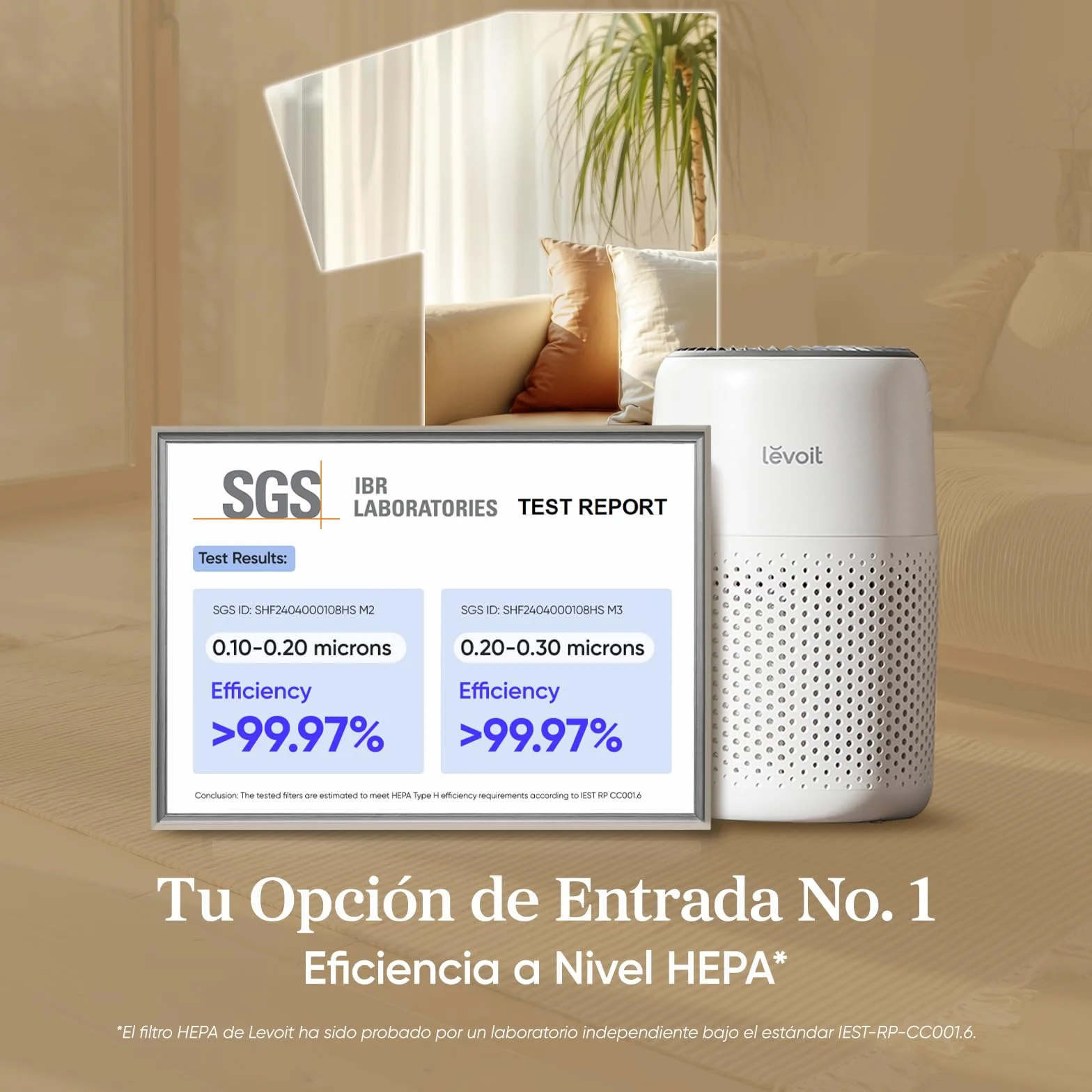 LEVOIT Purificador de Aire Core Mini con Filtro HEPA, 25dB Silencioso, 7W Bajo Consumo