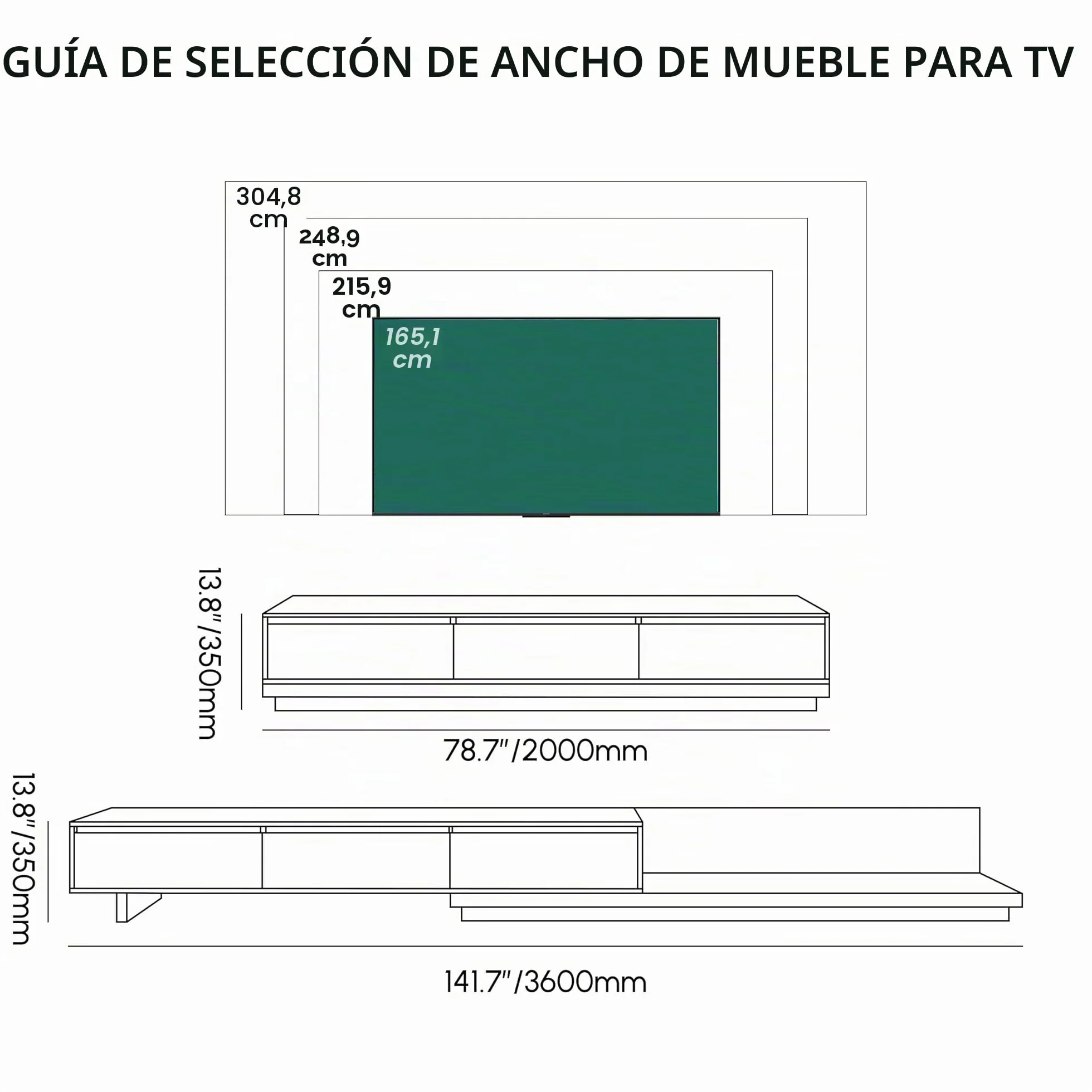 Homary Mueble TV Extensible 200–360 cm Mueble TV salón Moderno con 3 cajones Soft-Close y diseño Extensible para Muebles de salón Flexibles, Nogal y Gris