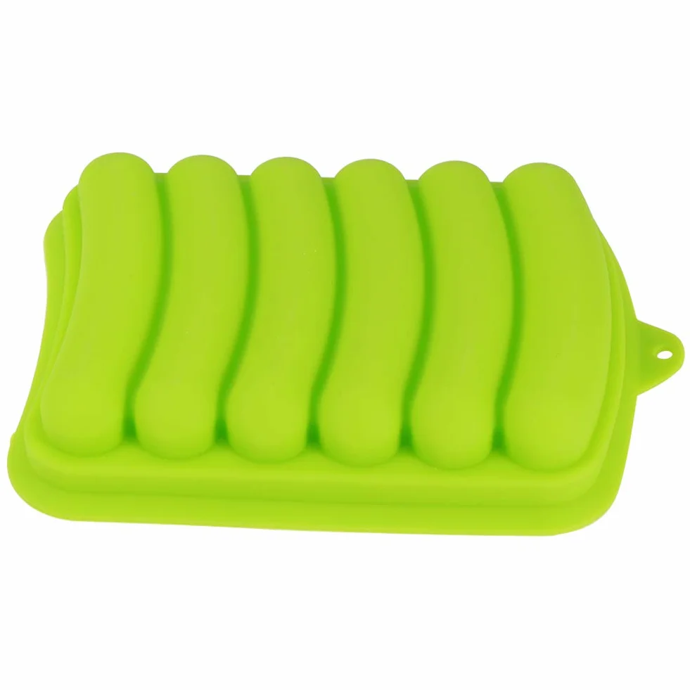 Molde de silicona para salchichas,antiadherente,paquete de 3 moldes para hornear perros calientes para niños,sin BPA,hecho a mano,bandeja para hamburguesas y salchichas,molde para comida para(Verde)