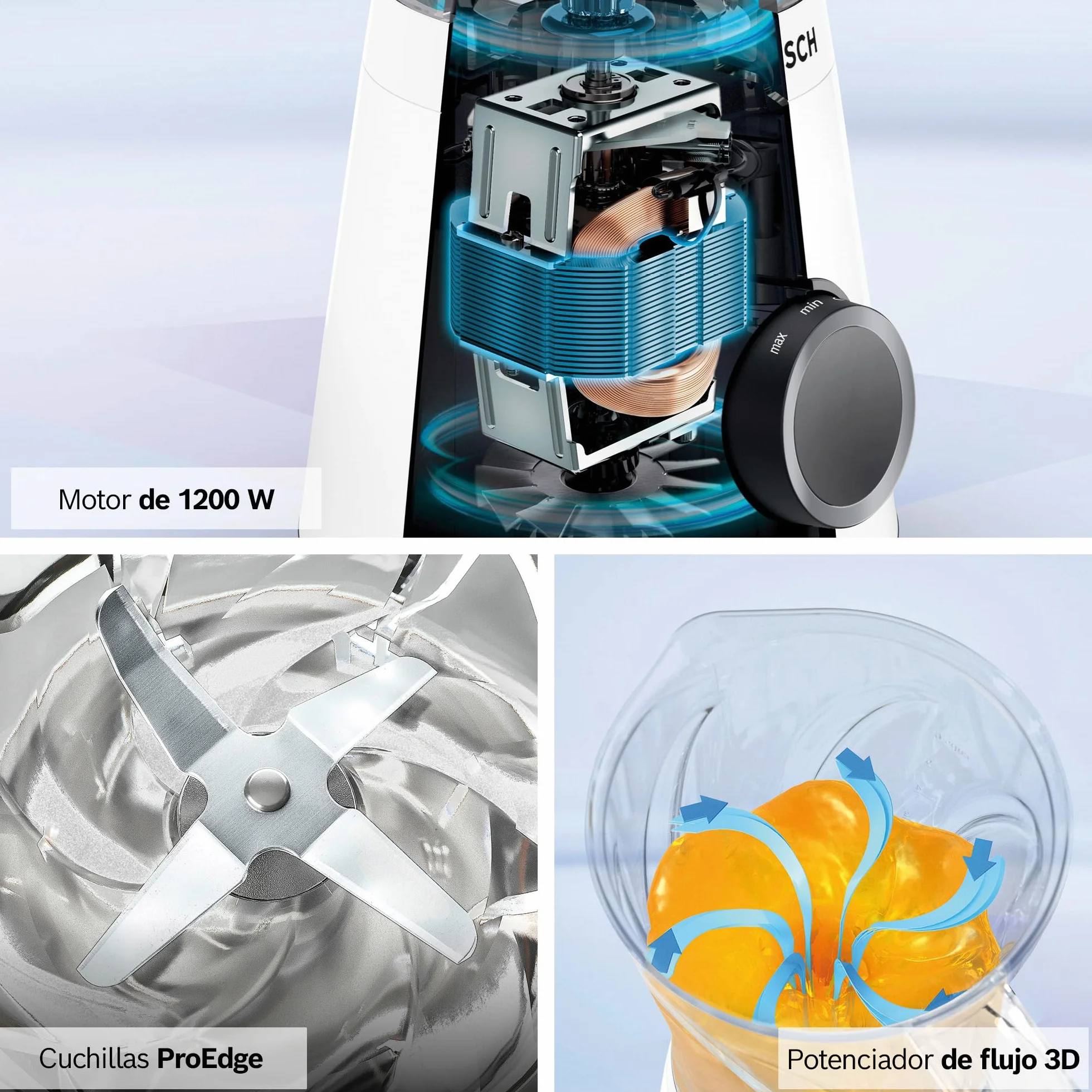 Bosch - Batidora de vaso, VitaPower, Serie 4, 1200W, Jarra Tritán, Botella ToGo, Blanco, MMB6141W