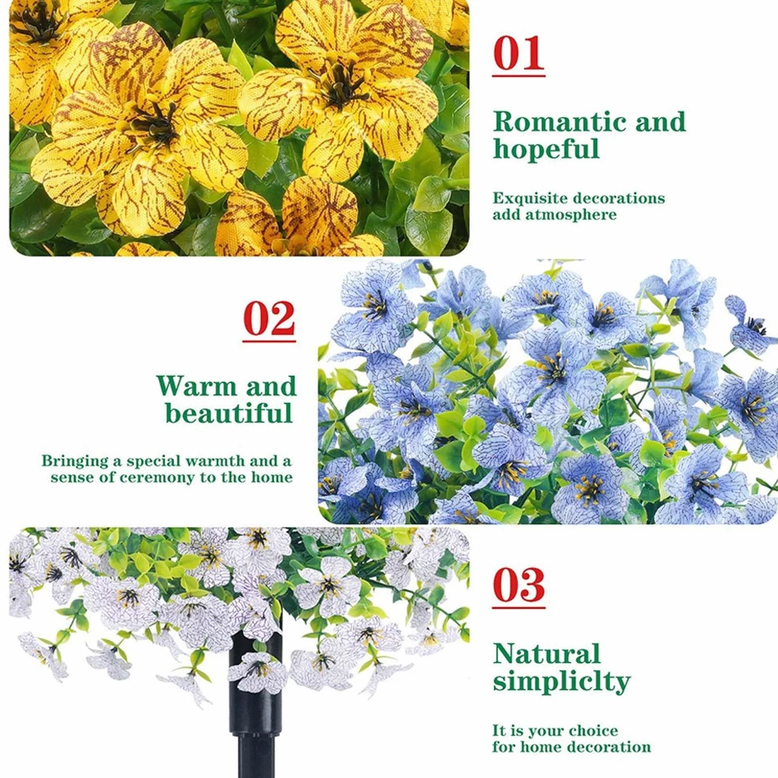 Árbol de topiario artificial con estaca, 2 unidades, 58 cm, bolas de flores artificiales, resistentes a los rayos UV y a la intemperie, bolas de imitación para jardín, porche, balcón, multicolor (c)