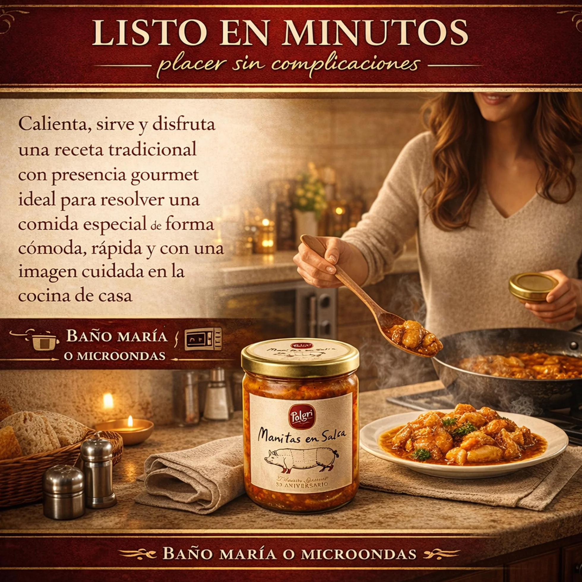 POLGRI Manitas de Cerdo en Salsa Conserva Gourmet 850 ml Plato Preparado