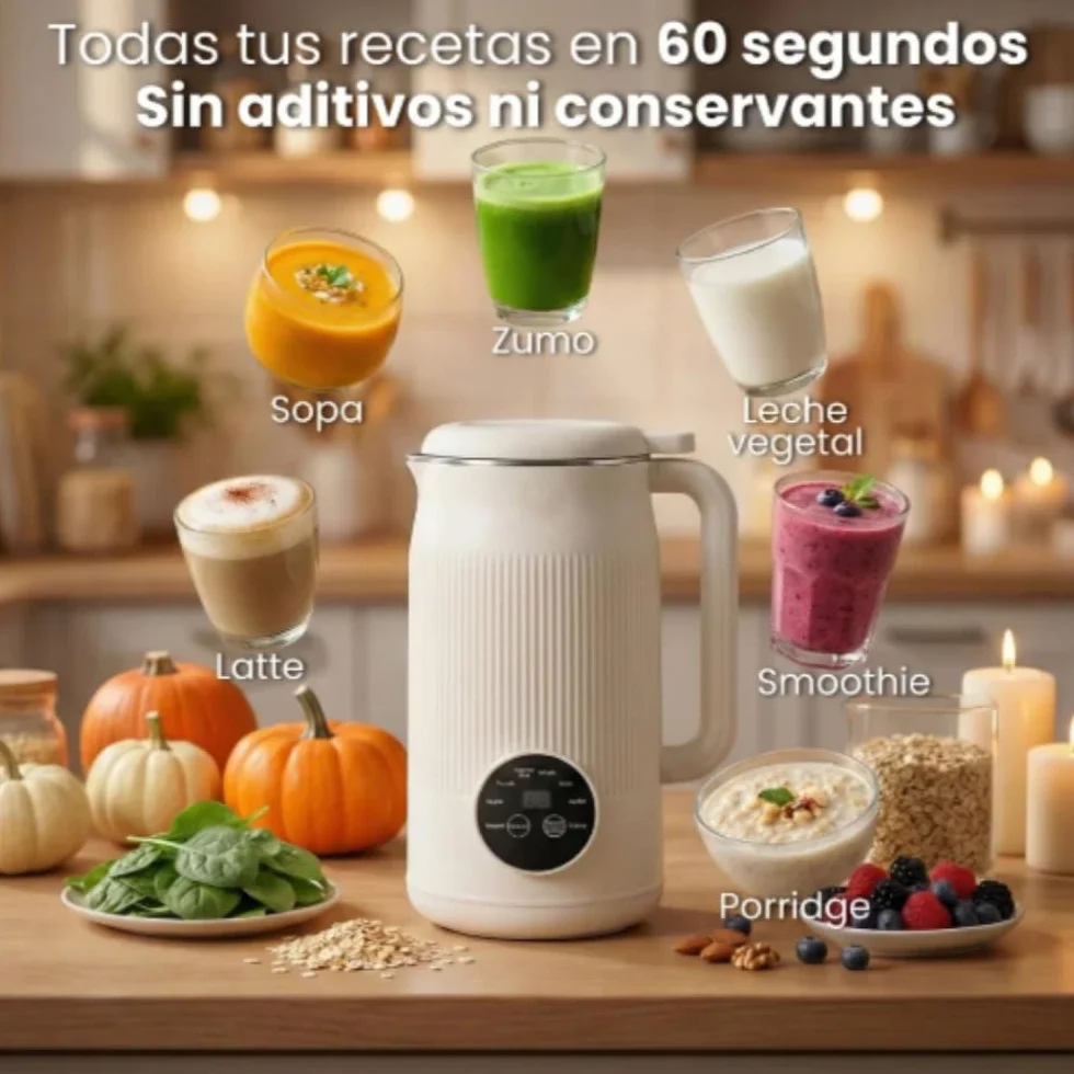 Essanova Pro- 8 en1maquina leche vegetal Automática, Función de mantenimiento del calor y temporizador,para Papillas de arroz, zumos de fruta