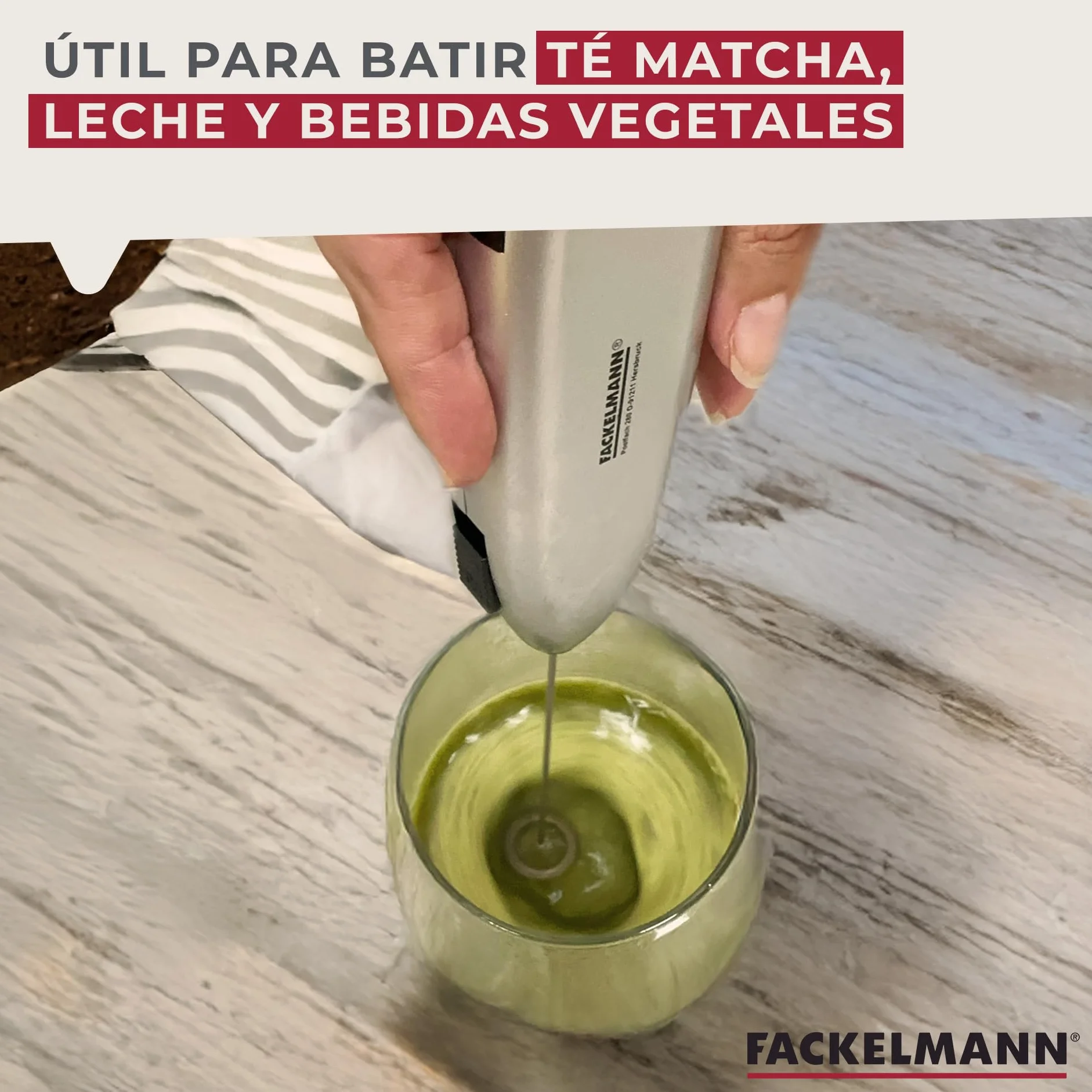 Fackelmann Espumador de Leche Eléctrico 13.500 RPM para Capuccino, Té Matcha, Portátil