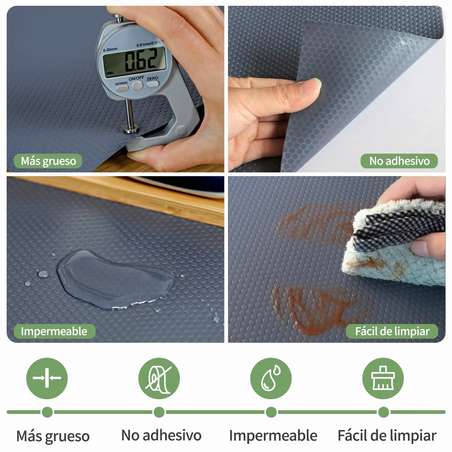 Alfombrilla para cajón 35x600cm Protector cajones Cocina EVA Plastico Protector para Muebles (35cmx6m,Gris Oscuro)