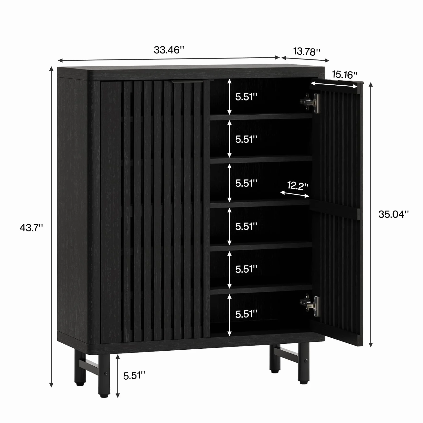 Tribesigns zapatero con puertas de persiana, organizador moderno de 6 niveles con estantes ajustables para entrada, pasillo y sala de estar, color negro