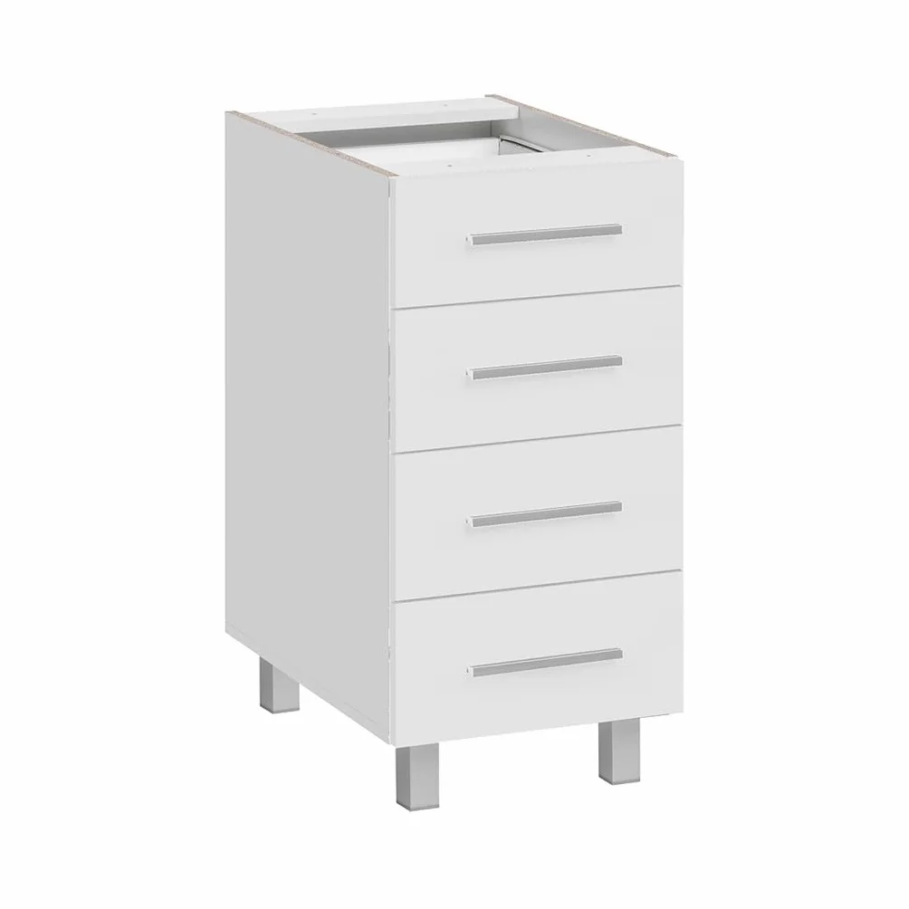 Mueble bajo de cocina con 4 cajones salma, blanco, 40 x 81 cm, color blanco