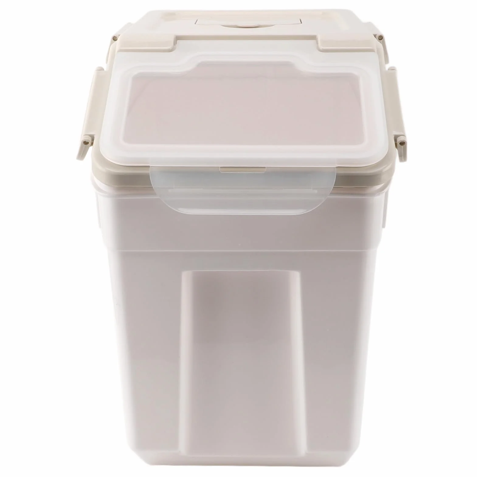 Contenedor de Almacenamiento de Arroz de PP Engrosado, Diseño Hermético Duradero, Tapa de Taza Medidora, Almacenamiento Multifuncional para Cocina, Color Beige (25 kg/55,1 libras)