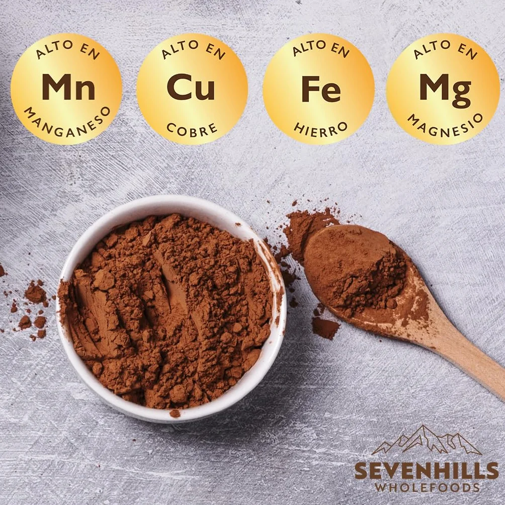 Sevenhills Wholefoods Cacao en Polvo 400g Sin Alcalinizar Alto en Hierro y Magnesio Premium Puro