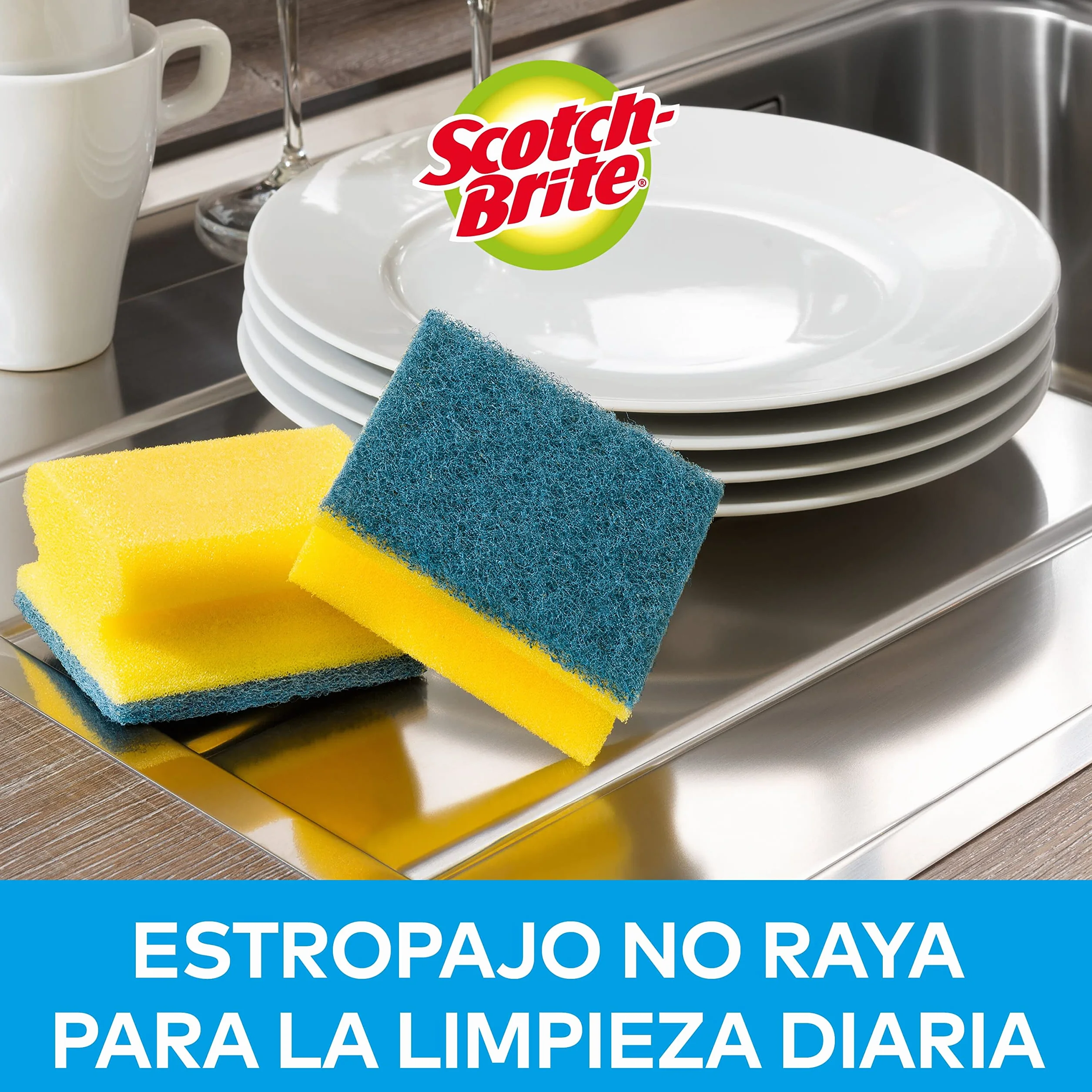 Scotch-Brite Estropajo para fregar sin rayar 12 esponjas paquete para cristal y cocina antiadherentes