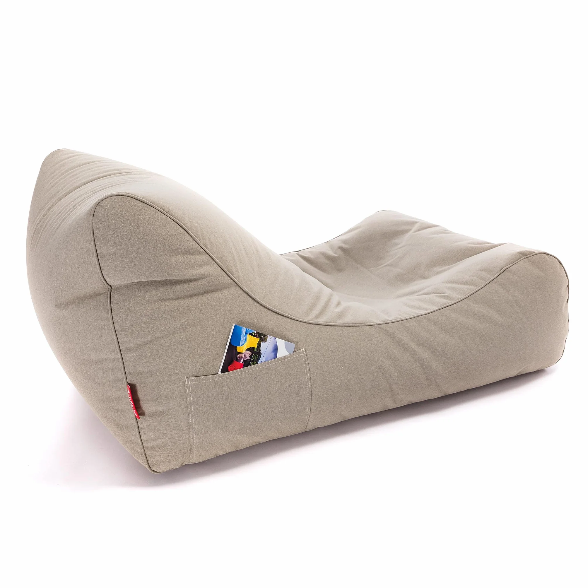 Ecopuf Master – Puf chaise longue de exterior – Sillón con bolsillo lateral – Relleno de bolas de poliestireno – Tumbona de 115 x 65 x 60 cm