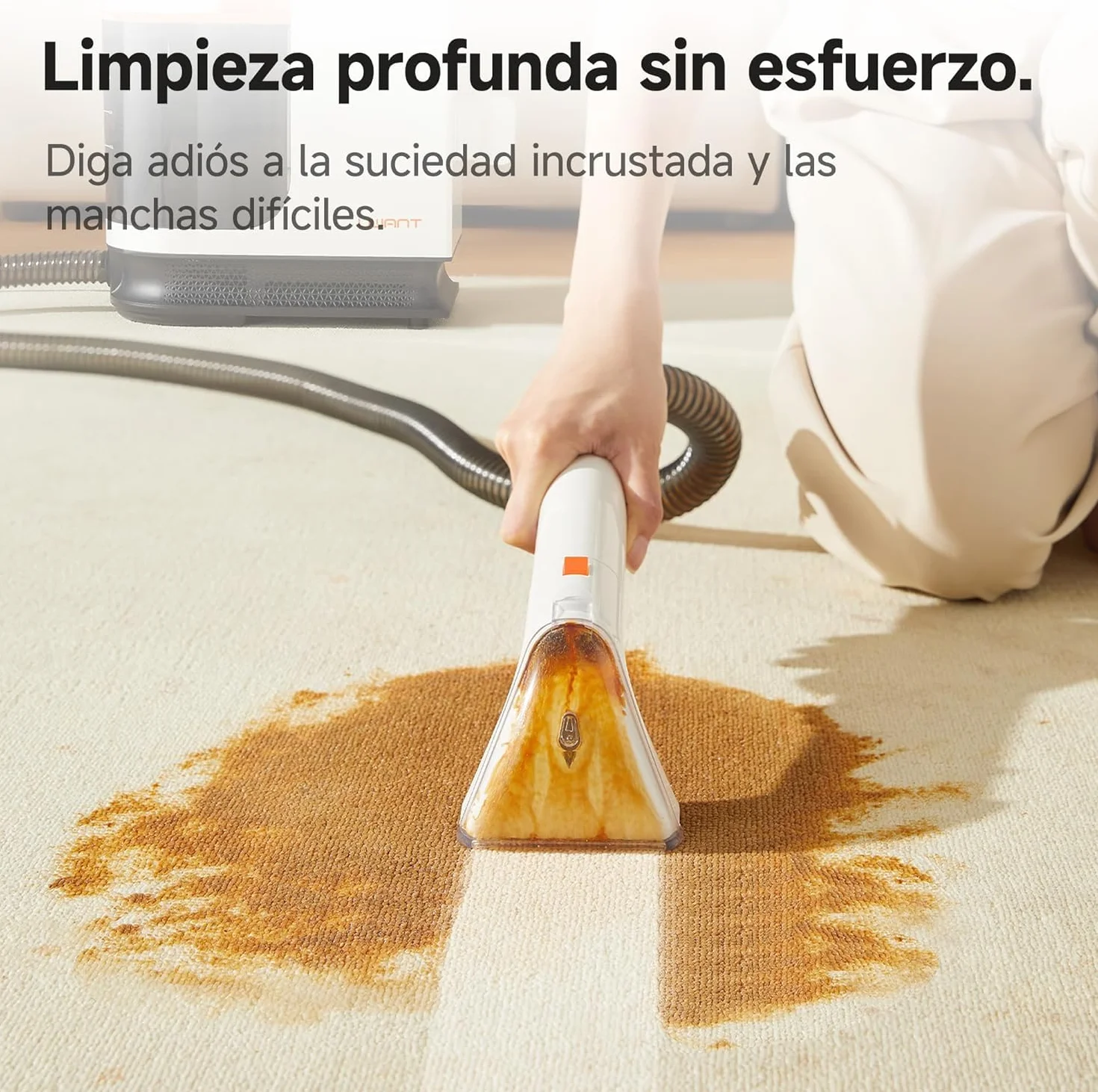 Uwant Limpiador de Tapicerías y Alfombras 18kPa Potente Succión, Máquina Limpiadora Portátil con Autolimpieza, Limpiador de Manchas para Mascotas con Herramientas y Solución, para Sofá, Coche set of 1