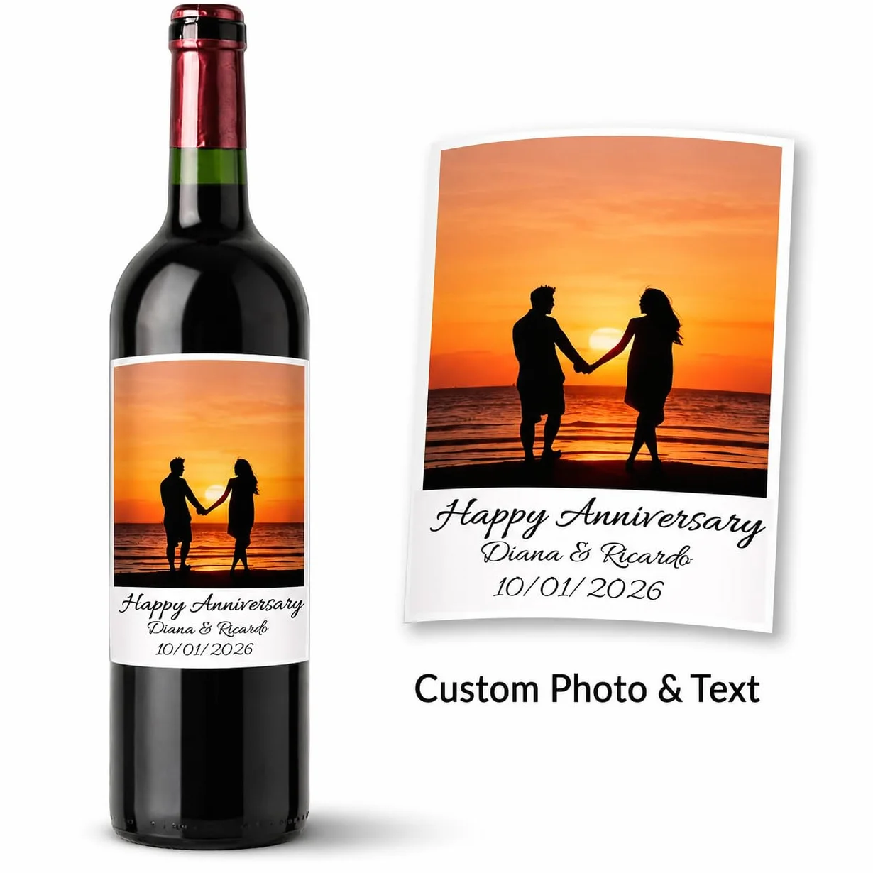 Etiquetas impermeables personalizadas para botellas de vino, resistentes al desgarro, imprimibles