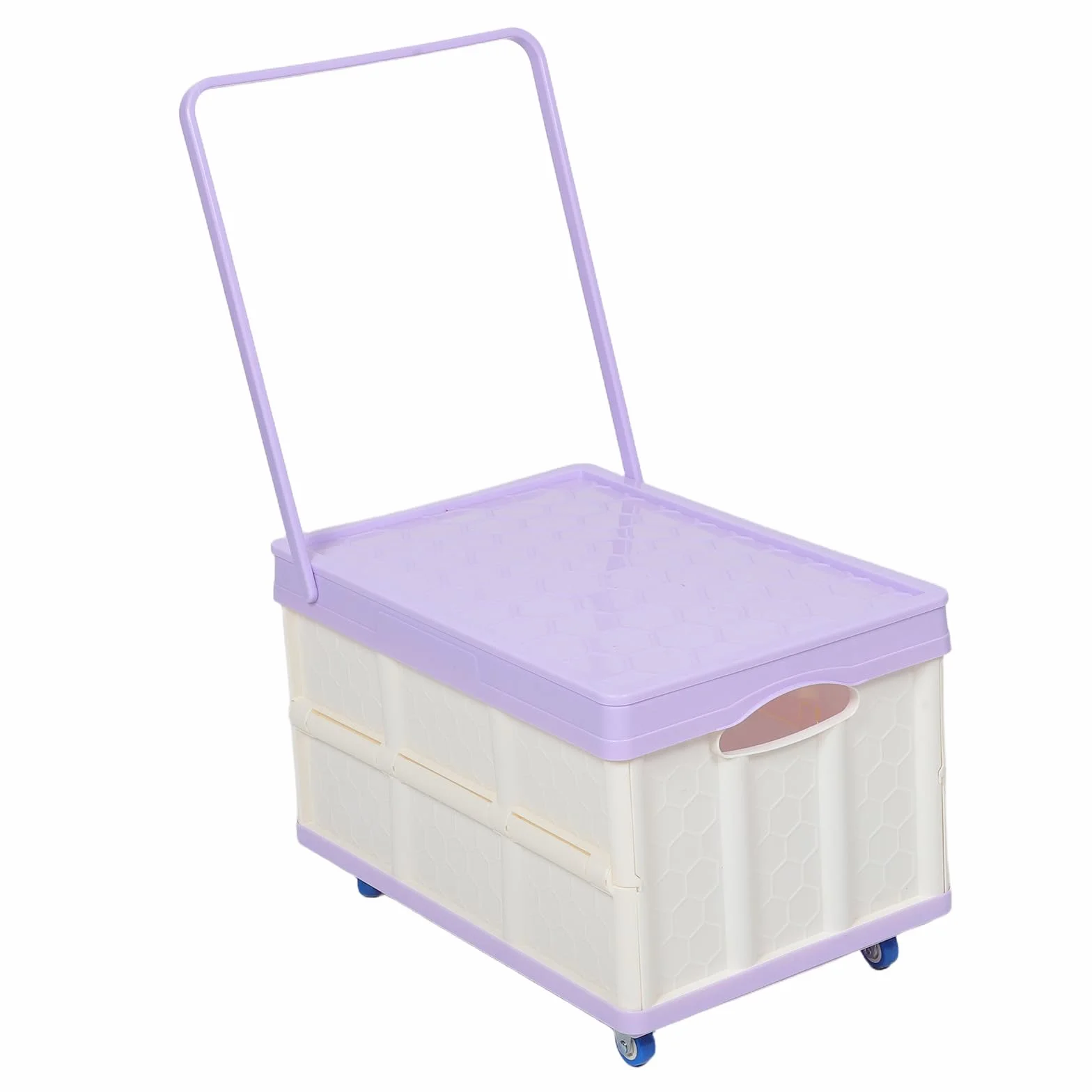 Caja de plástico Plegable con Ruedas - Carrito rodante para Almacenamiento Exterior, Carrito de Compras con Ruedas, Organizador de Maletero de plástico para SUV, Escuela, Oficina