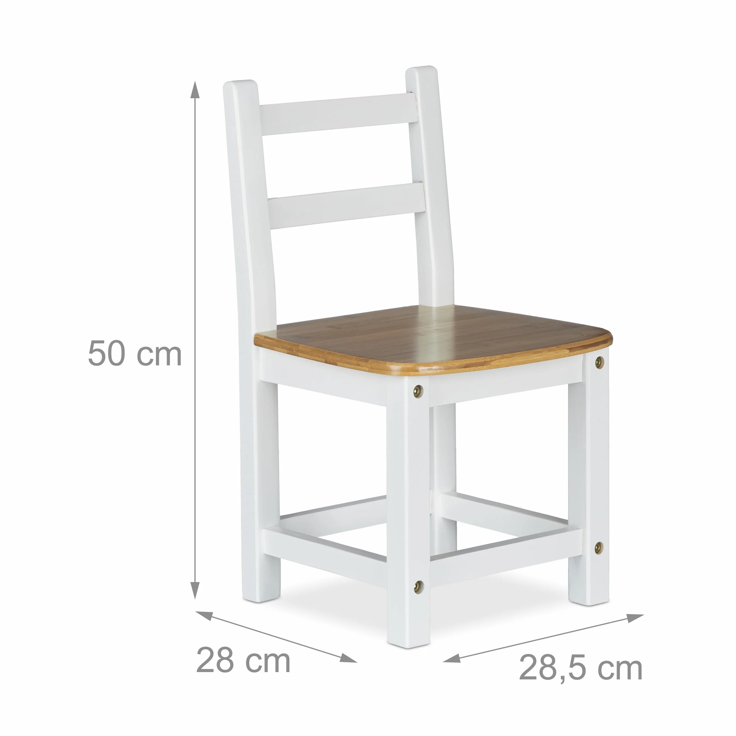 Relaxdays – Silla para niños Rustico de bambú, para niños y niñas, Asiento para el Dormitorio de los niños, 50 x 28.5 x 28 cm, Color Blanco y marrón Natural