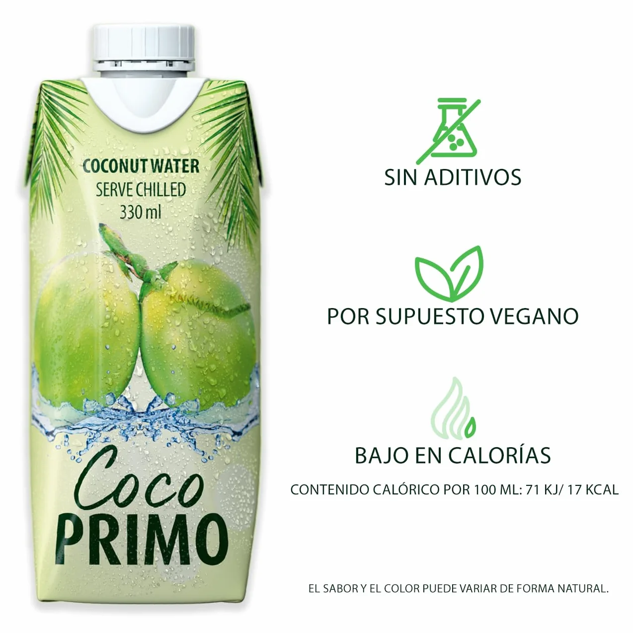 Coco Primo Agua de coco pura bebida refrescante 12 x 330 ml