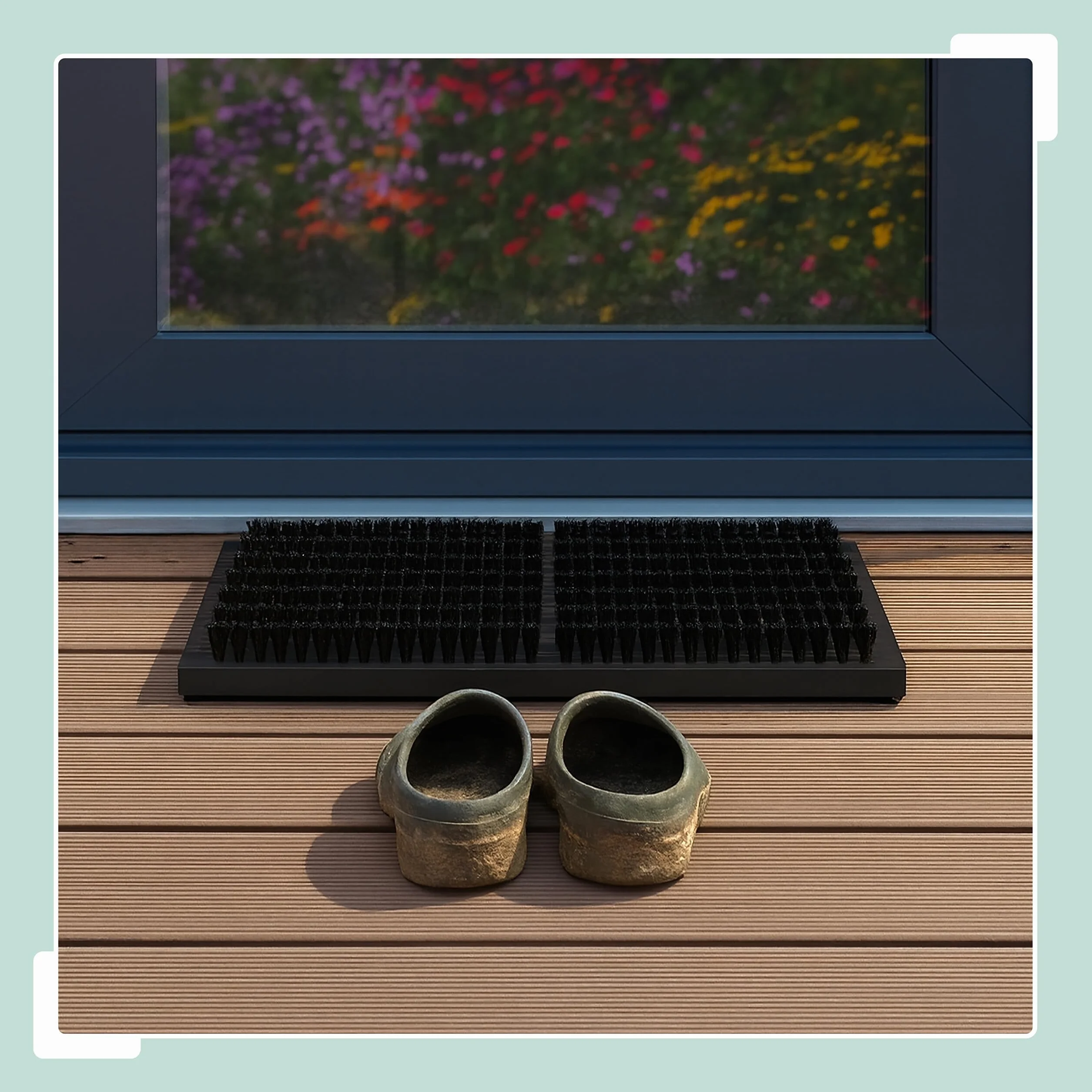 Rascador de Zapatos Relaxdays, Base Antideslizante, cepillos PP Resistentes, para Interior y Exterior, Madera Negra