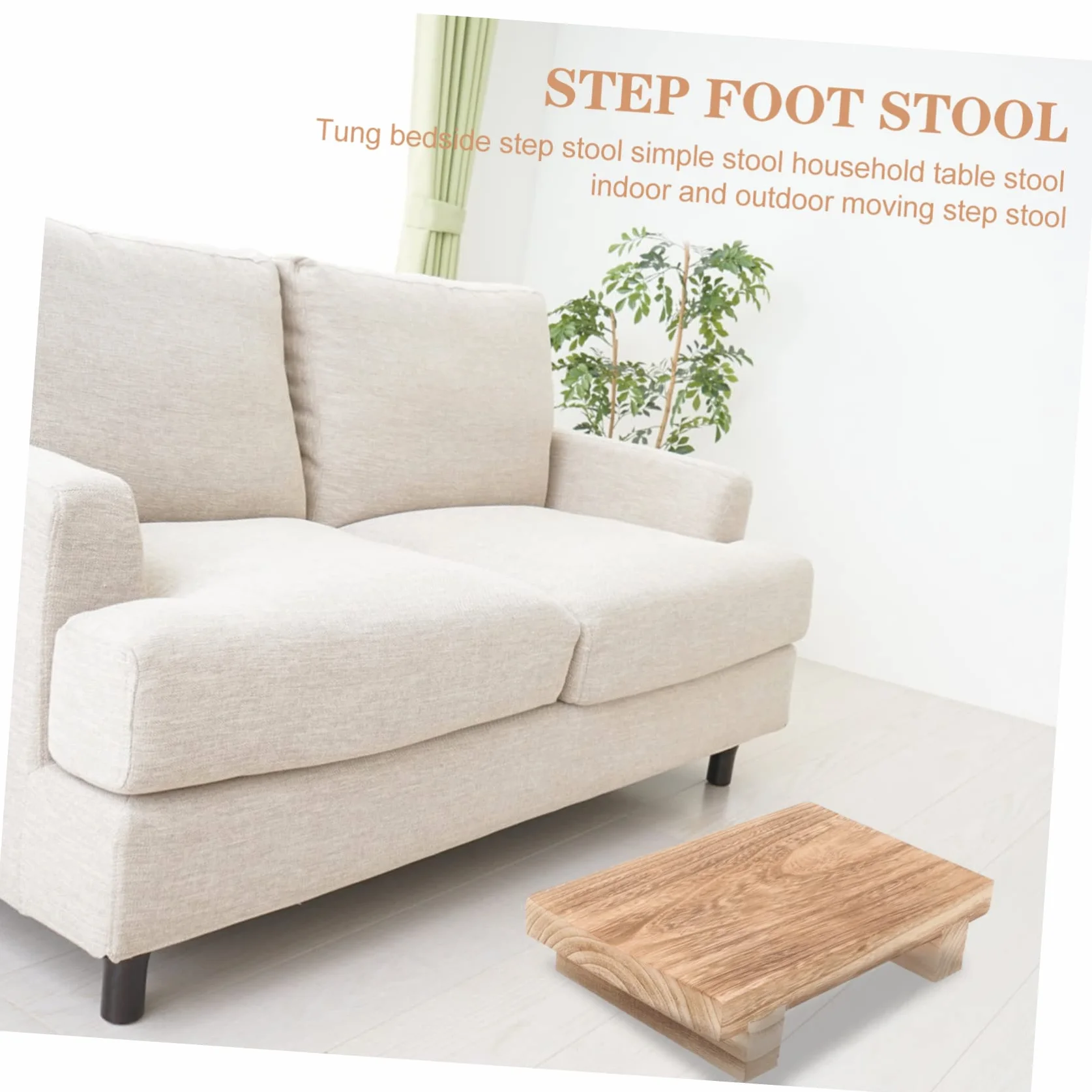 Taburete Pequeño de Madera de Paulownia 34x20x22 cm Reposapiés Ergonómico Portátil