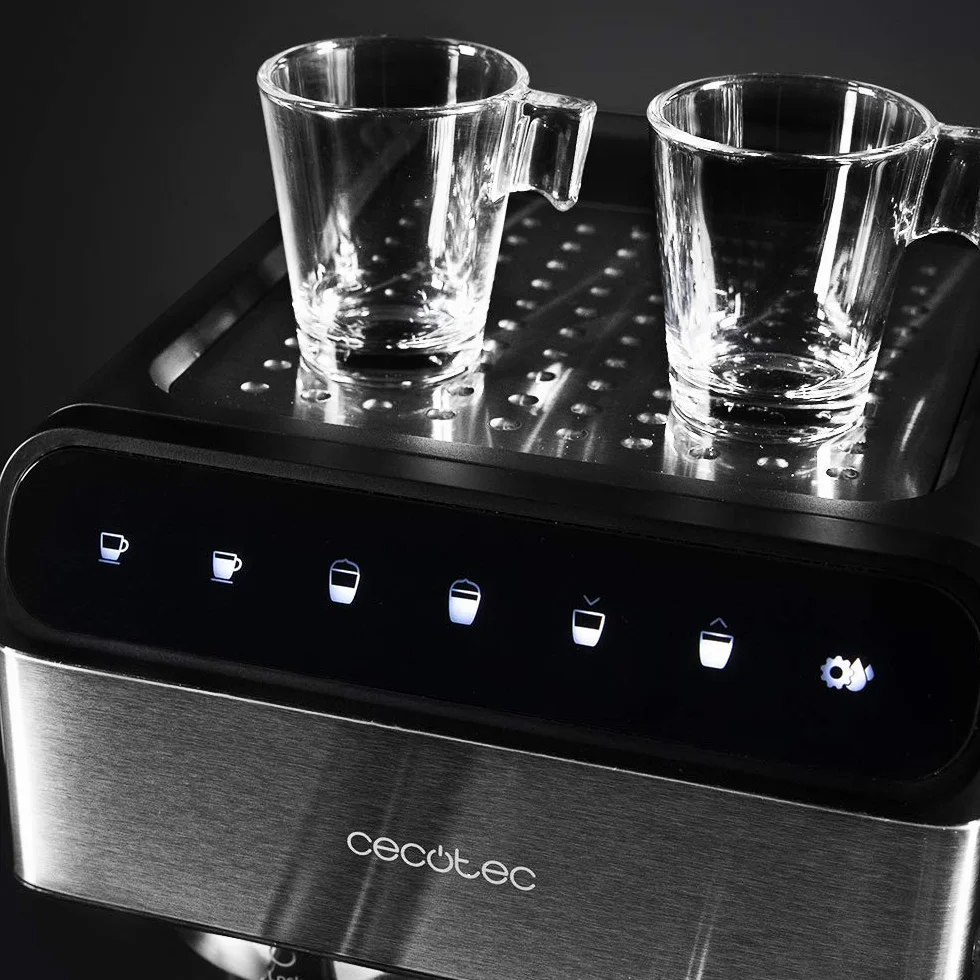 Cecotec Cafetera Semiautomatica Power Instant-ccino 20 Touch Serie Nera. 1350 W, 20 Bares de Presión, Tanque de Leche de 500ml, Control Táctil, Depósito de 1,4 Litros, Acabados Acero Inox