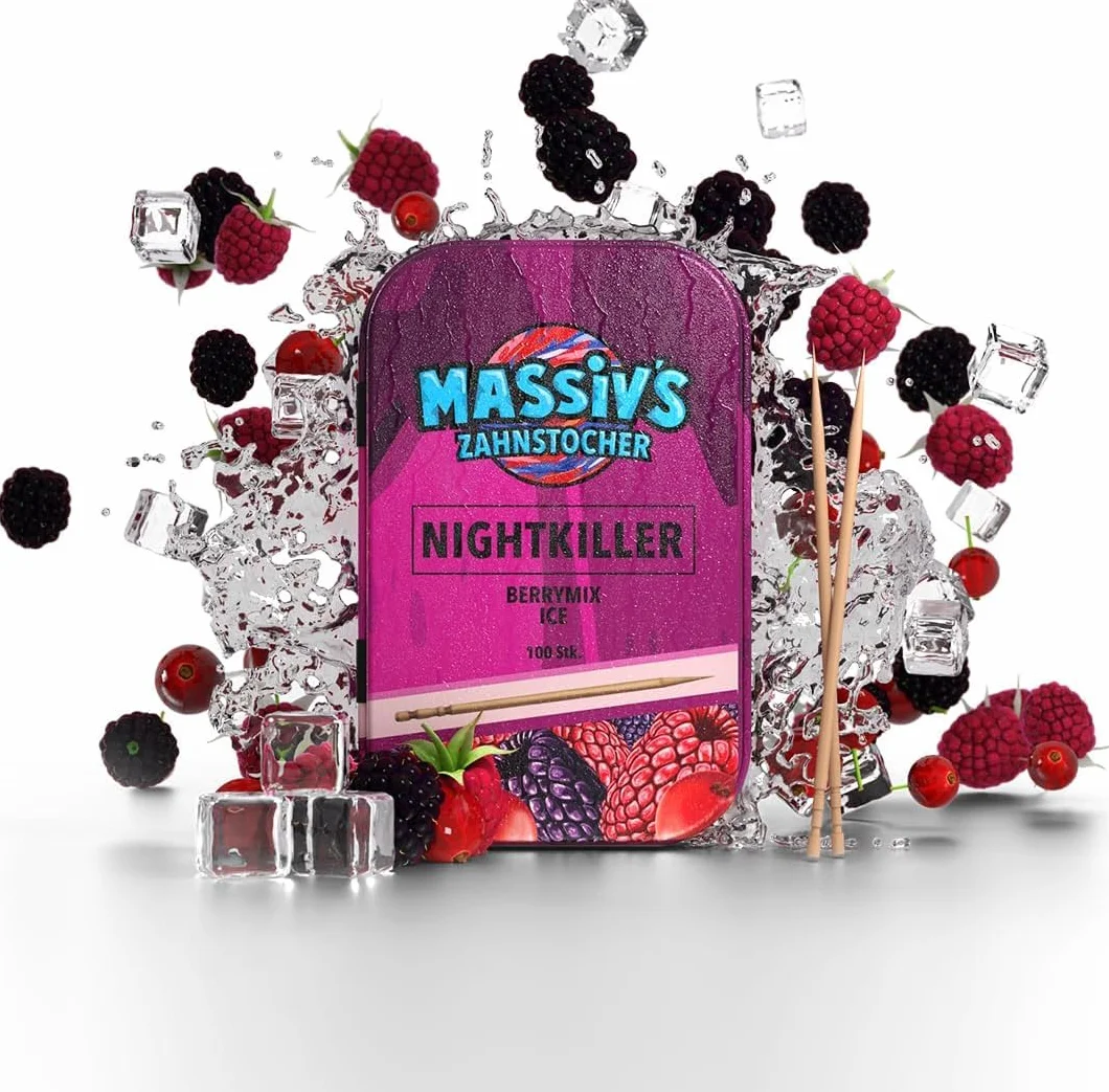 NIGHTKILLER Berrymix Ice Palillos con Sabor 100 unidades Sin Azúcar Caja metálica