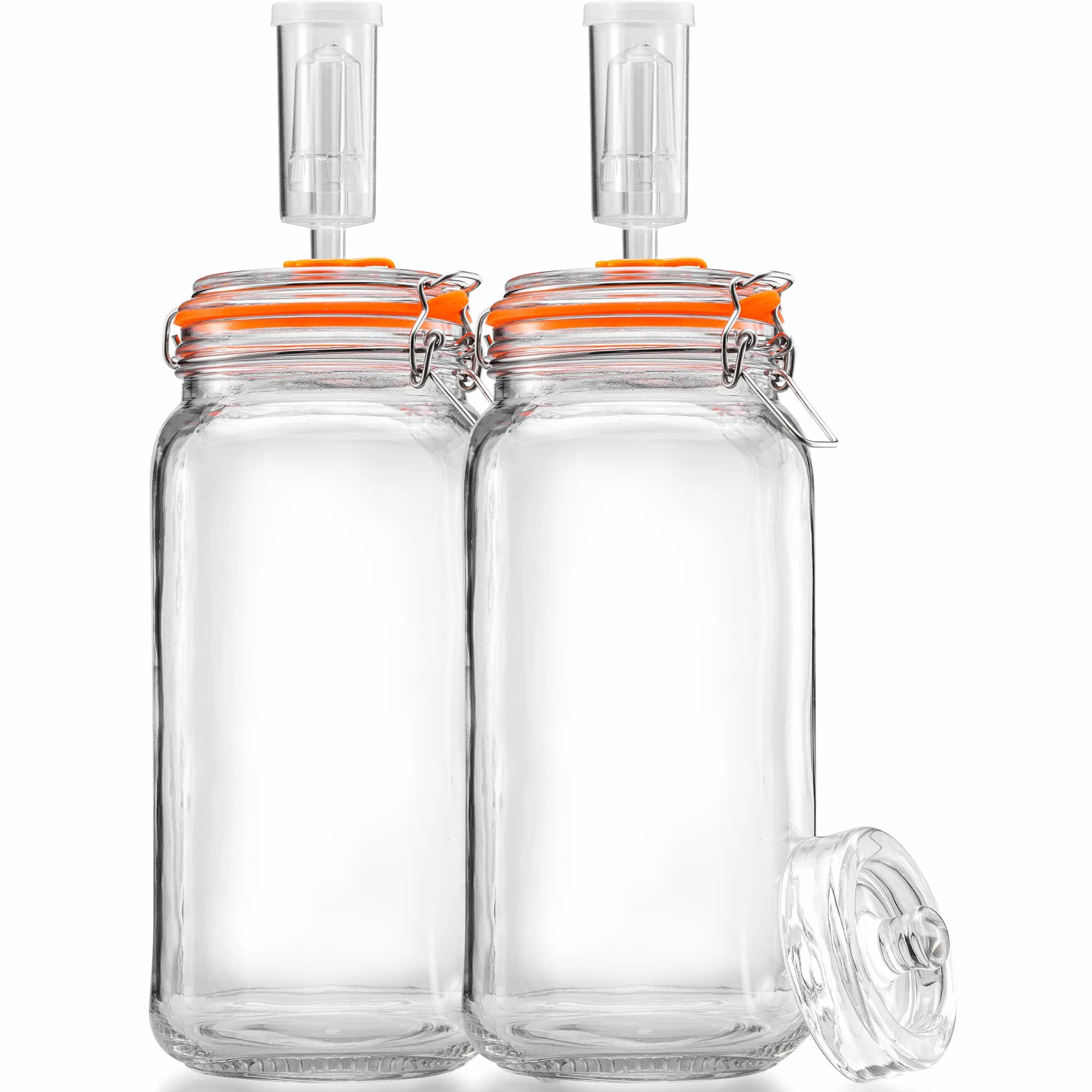 Tarros de fermentación de 2 litros con pesas y bloqueo de aire, kit de fermentación para chucrut, kimchi, kombucha y encurtidos, paquete de 2