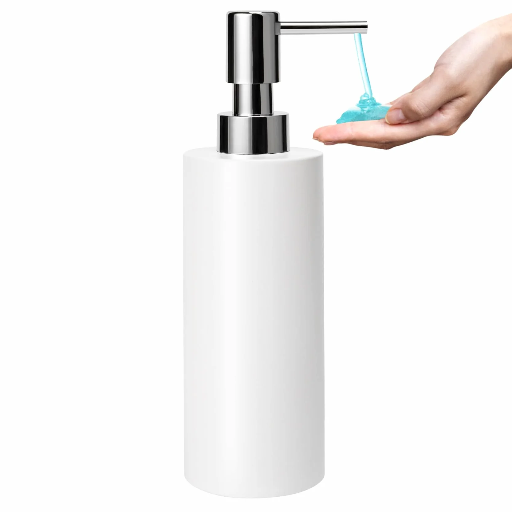 Dispensador de jabón con bomba de líquido, dispensador de loción de manos de cerámica para champú, baño, cocina, 11 onzas