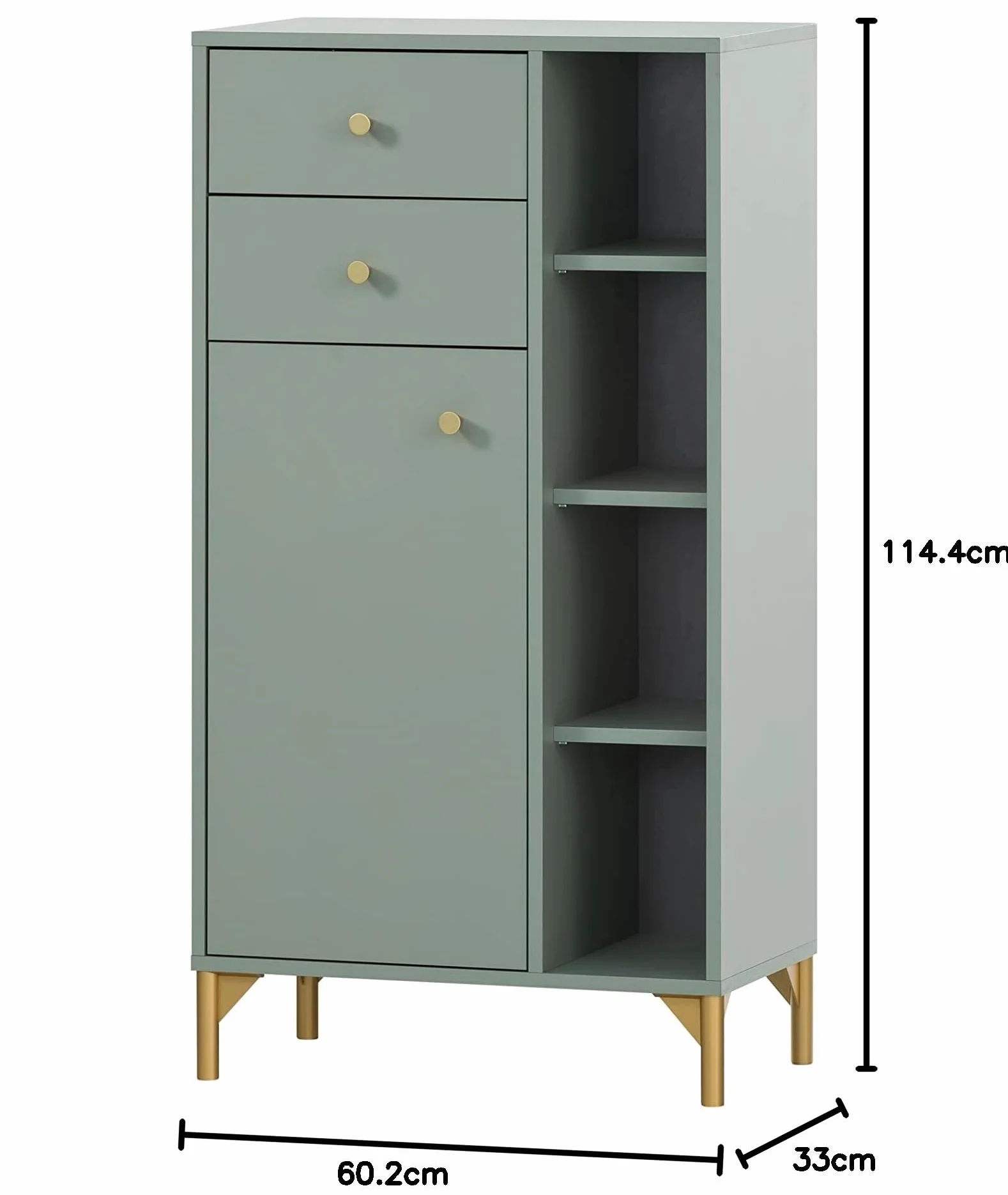 Schildmeyer Ando 154263 - Aparador Alto, Color Pistacho/Dorado, 60,2 x 33 x 114,4 cm