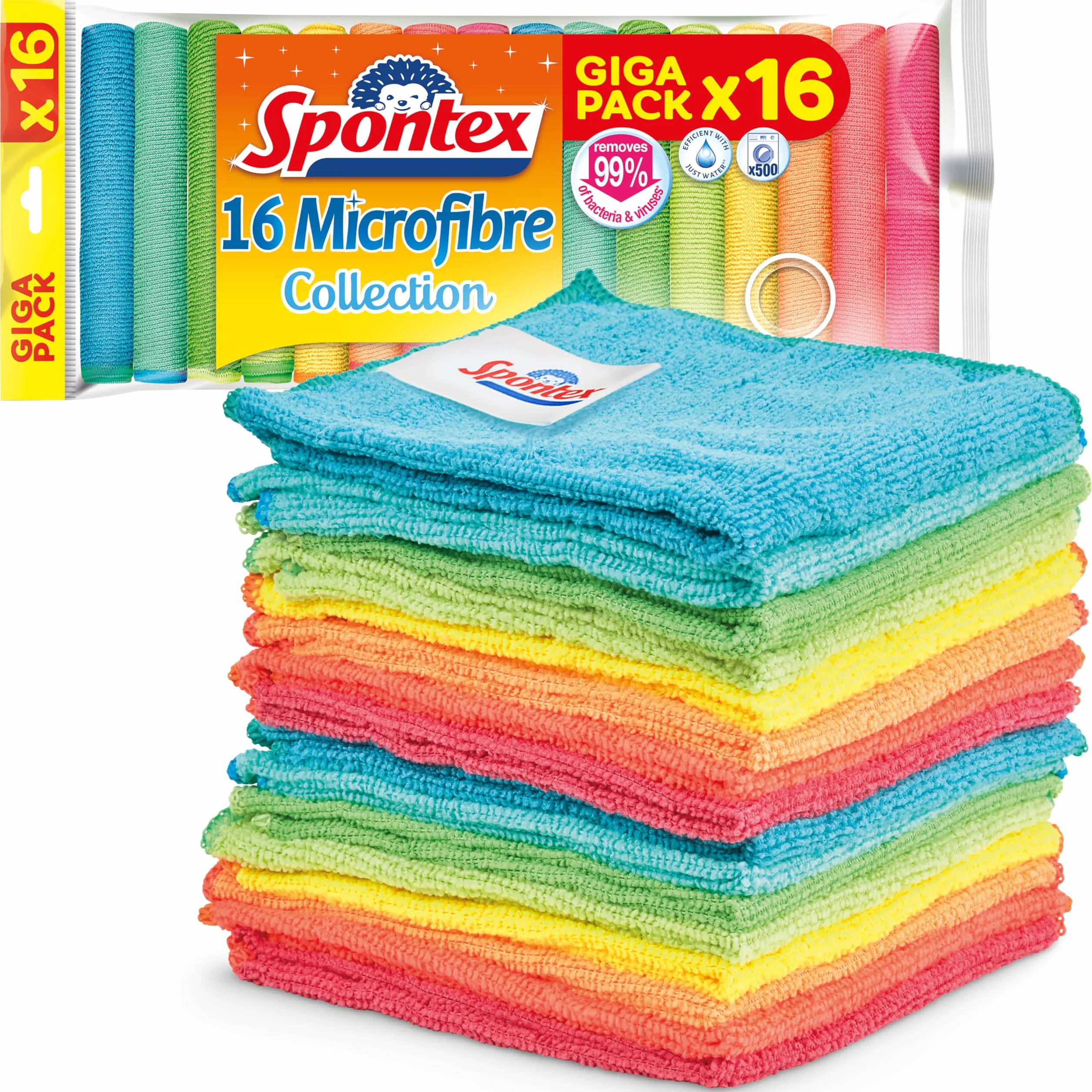 Spontex Paños de microfibra limpieza 30x30 cm 16 unidades Colores surtidos