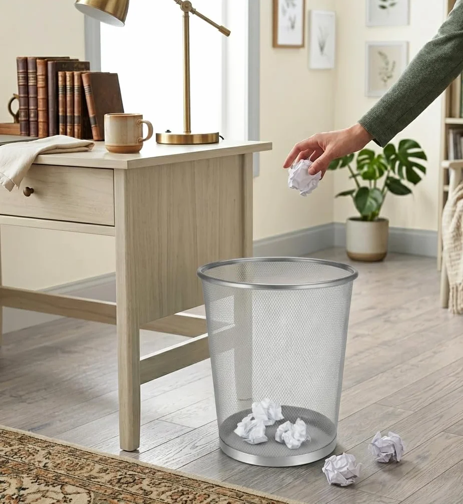 EUROXANTY Papelera malla metálica 27x24 cm 10 Litros Pack 2 Unidades Gris