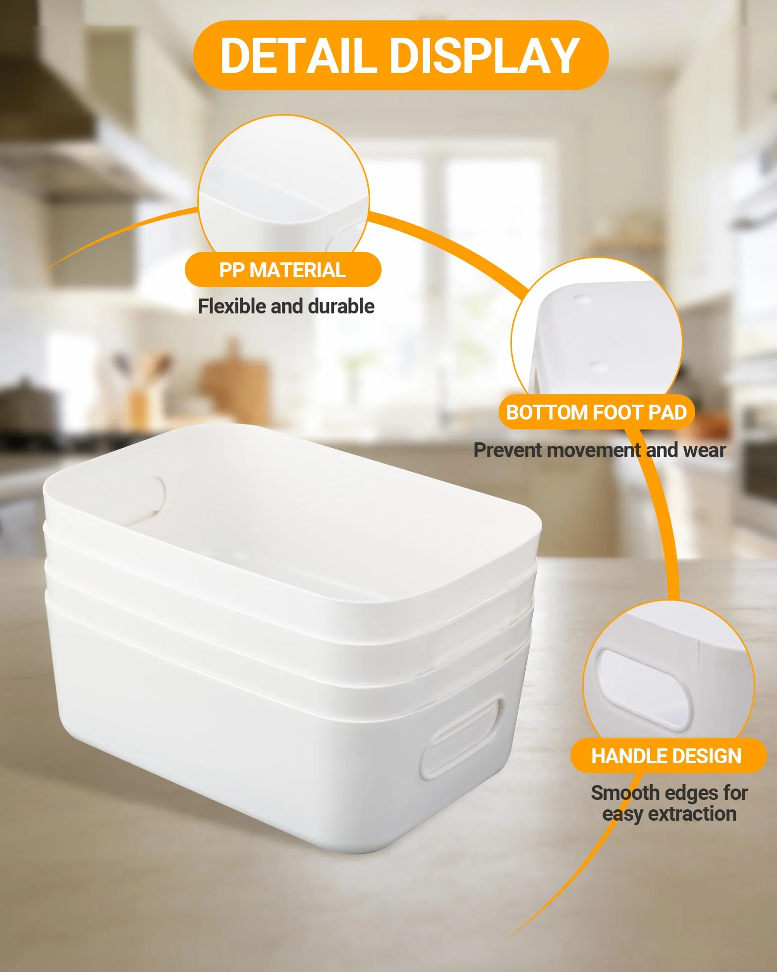 Cajas de almacenaje blancas 4 unidades – Cajas organizadoras & organizer box, cajas pequeñas de plástico, cajas apilables para cocina, armario y baño (20 × 14 × 7 cm), almacenaje y organización