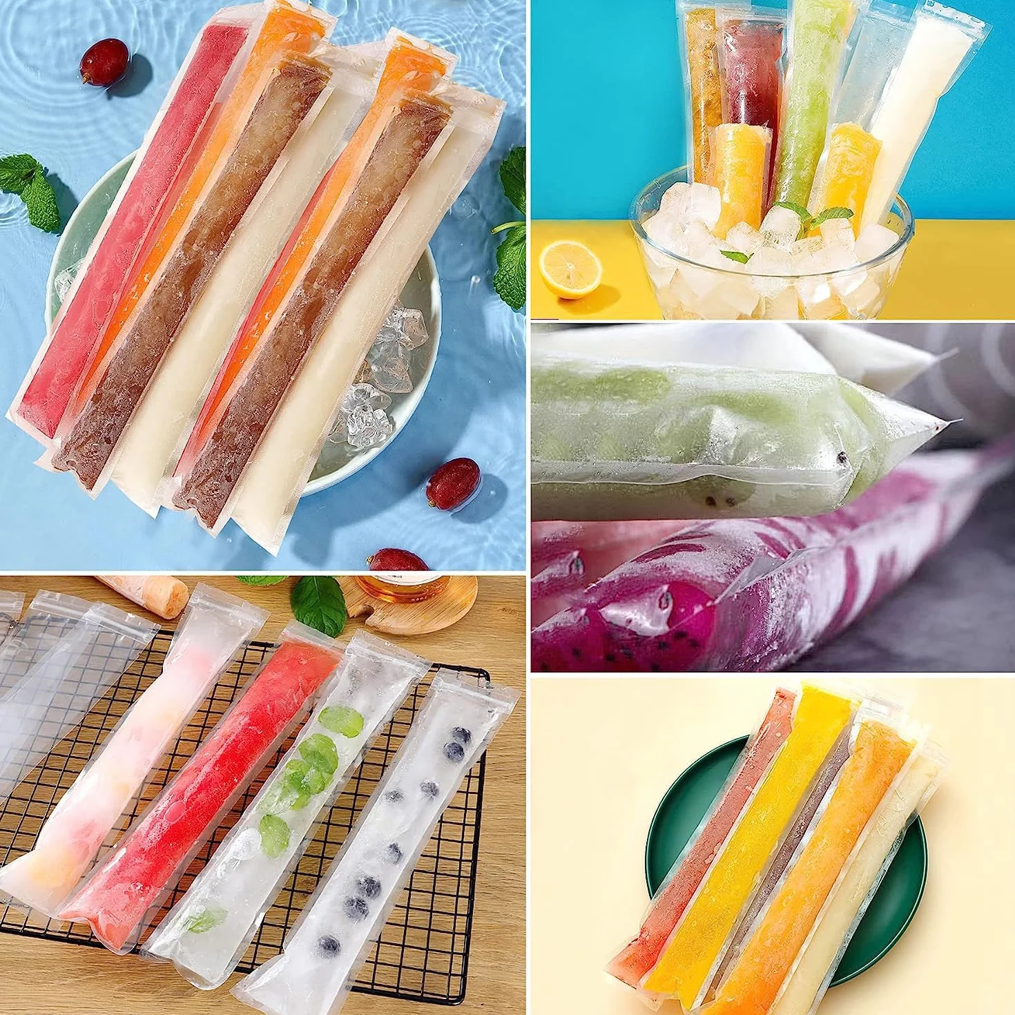 Bolsas Desechables para Paletas de Hielo 100 PCS con Embudo para Yogur Helado Jugo